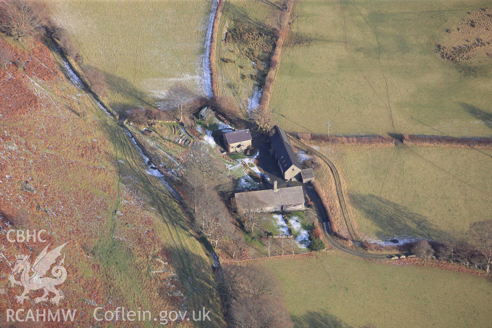 RCAHMW colour oblique photograph of Nannerth-Ganol farmstead. Taken by Toby Driver on 18/12/2011.