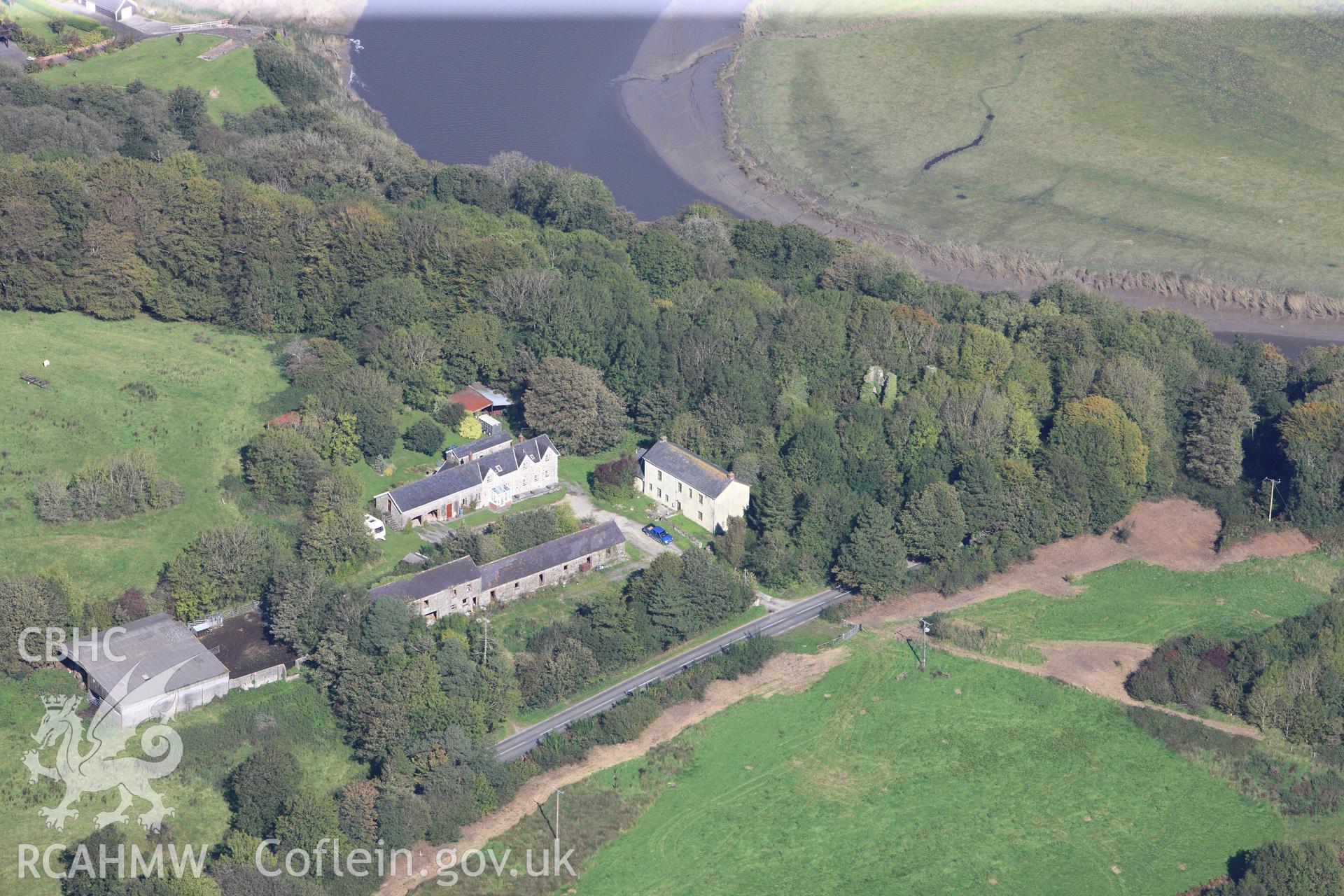 RCAHMW colour oblique photograph of Green Castle, with remains of Castell Moel. Taken by Toby Driver and Oliver Davies on 28/09/2011.