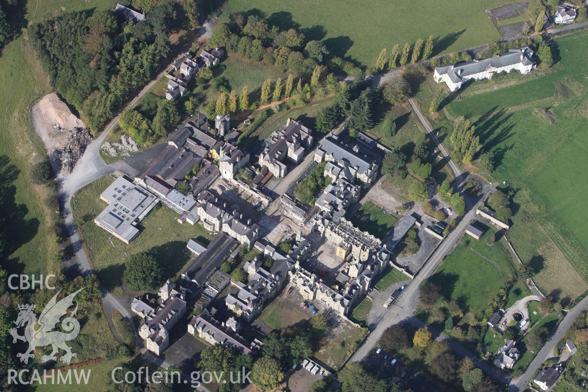 RCAHMW colour oblique photograph of North Wales Counties Hospital, Denbigh. Taken by Toby Driver on 04/10/2011.