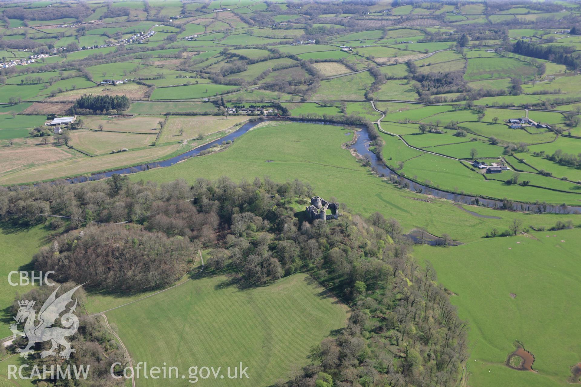 RCAHMW colour oblique photograph of Dinefwr Castle. Taken by Toby Driver on 08/04/2011.