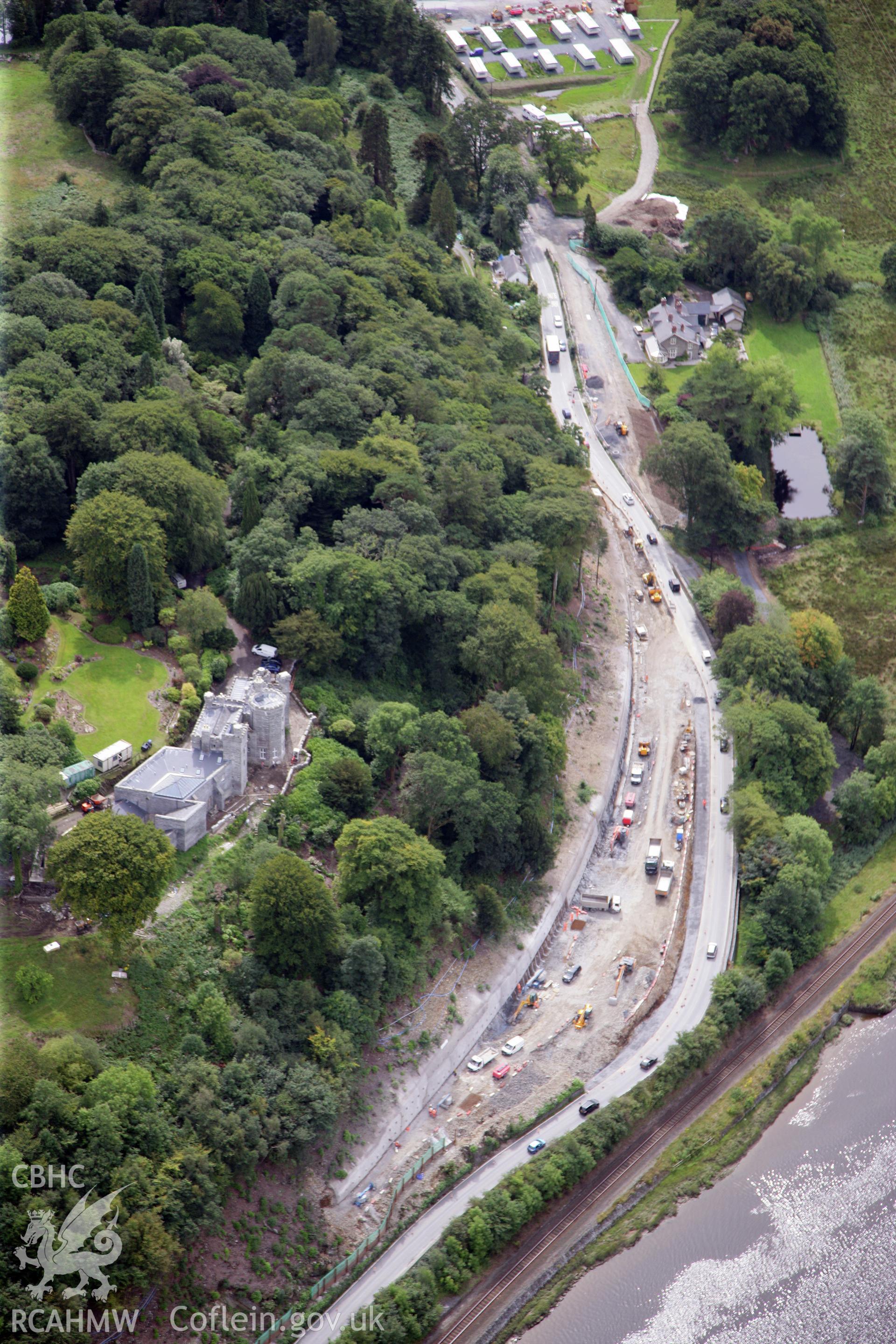 RCAHMW colour oblique photograph of Glandyfi Bends Road Improvement Scheme. Taken by Toby Driver on 17/08/2011.