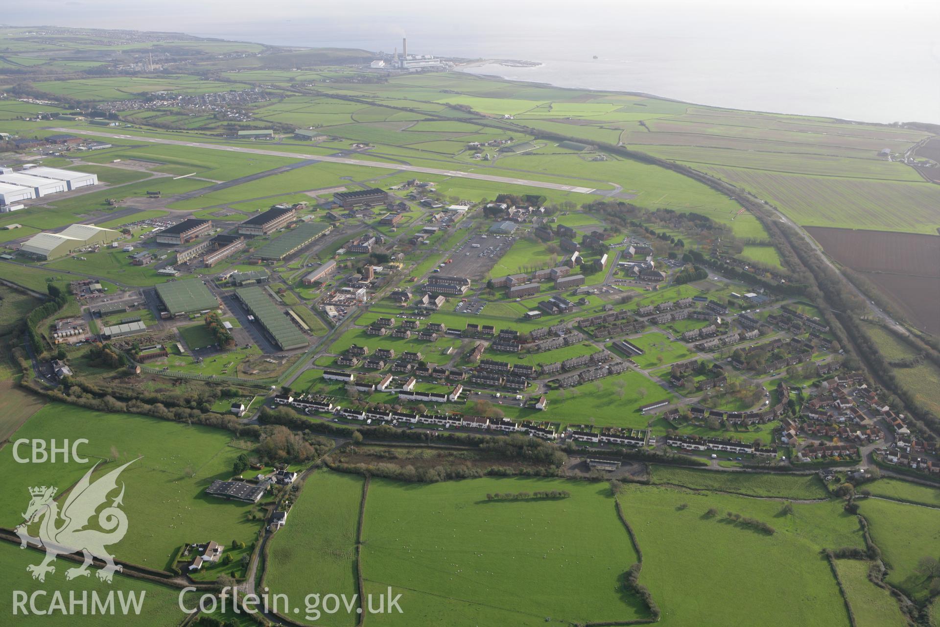 RCAHMW colour oblique photograph of housing at St Athan Airfield, RAF St Athan. Taken by Toby Driver on 17/11/2011.