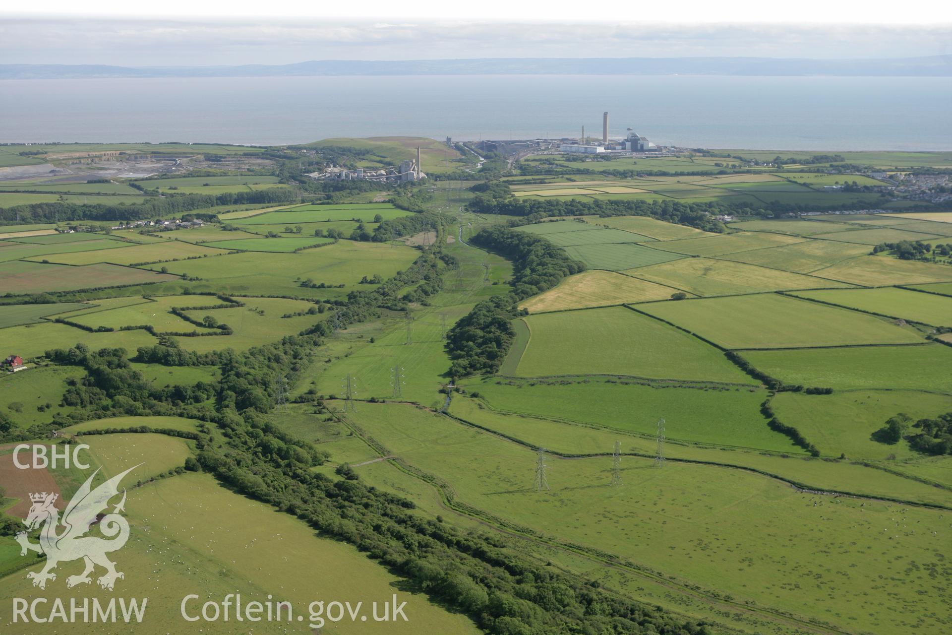 RCAHMW colour oblique photograph of Aberthaw power station. Taken by Toby Driver on 13/06/2011.