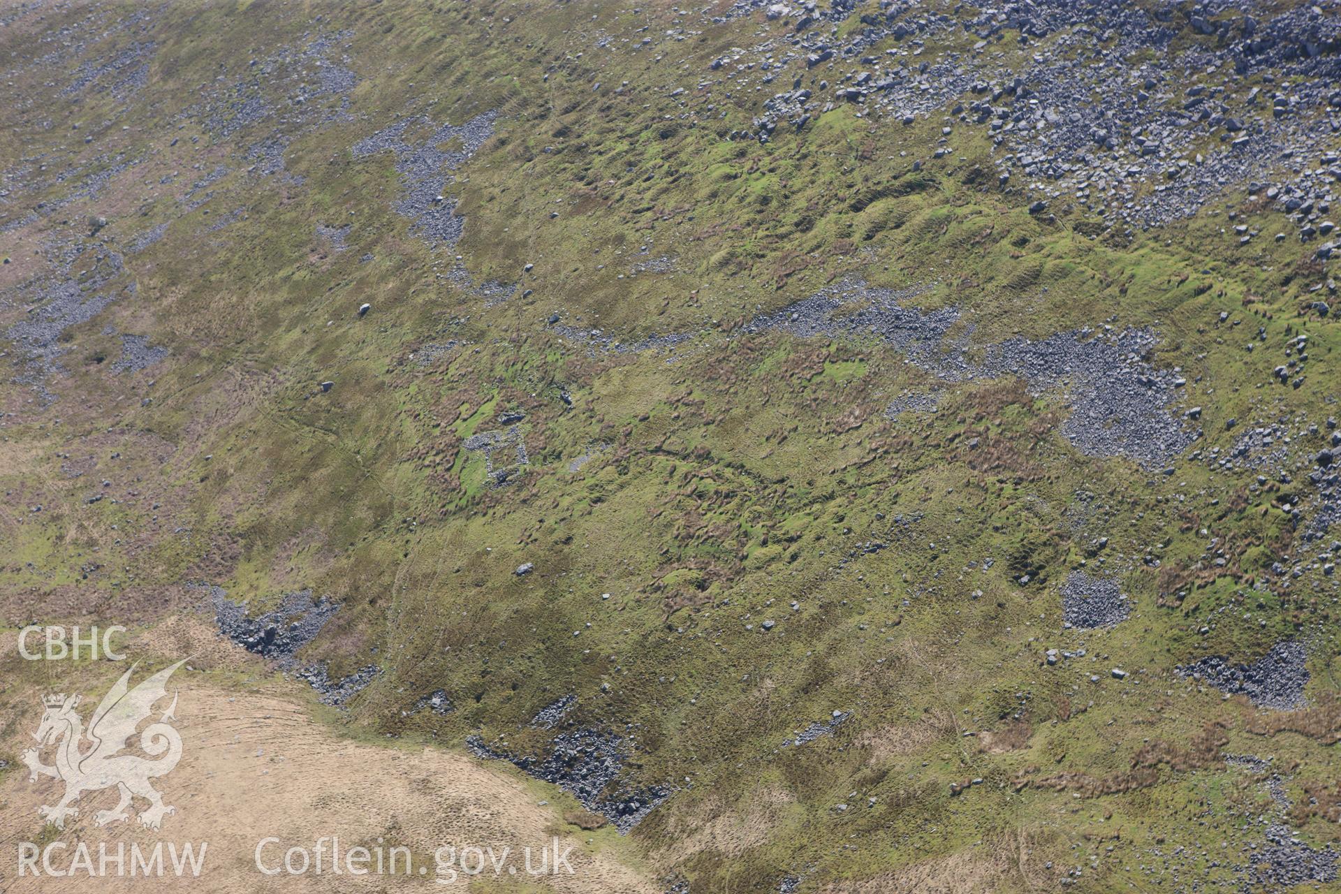 RCAHMW colour oblique photograph of Upper Cwm Twrch, Deserted Rural Settlement. Taken by Toby Driver on 08/04/2011.