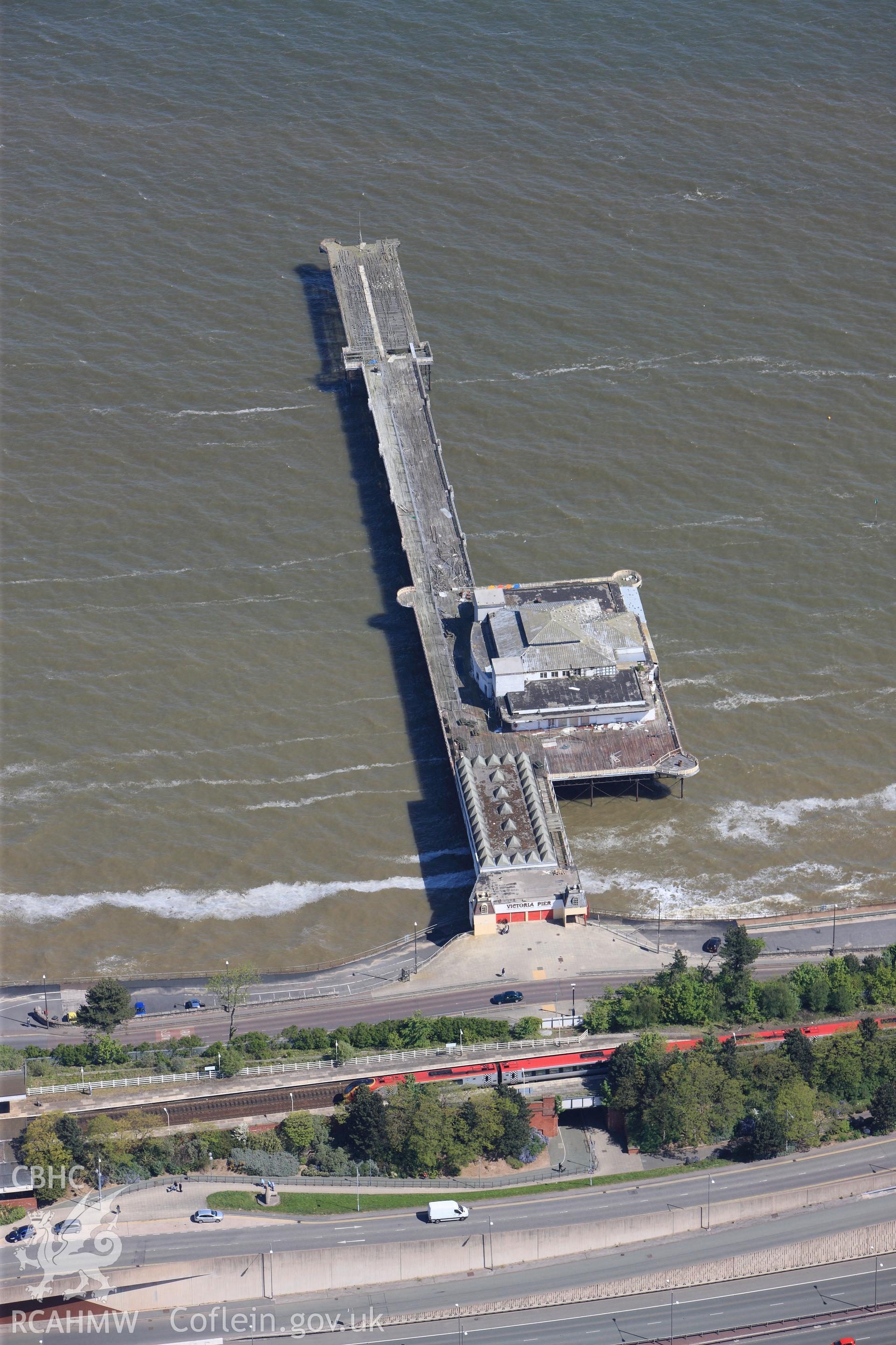 RCAHMW colour oblique photograph of Victoria Pier and Pavillion, Colwyn Bay. Taken by Toby Driver on 03/05/2011.
