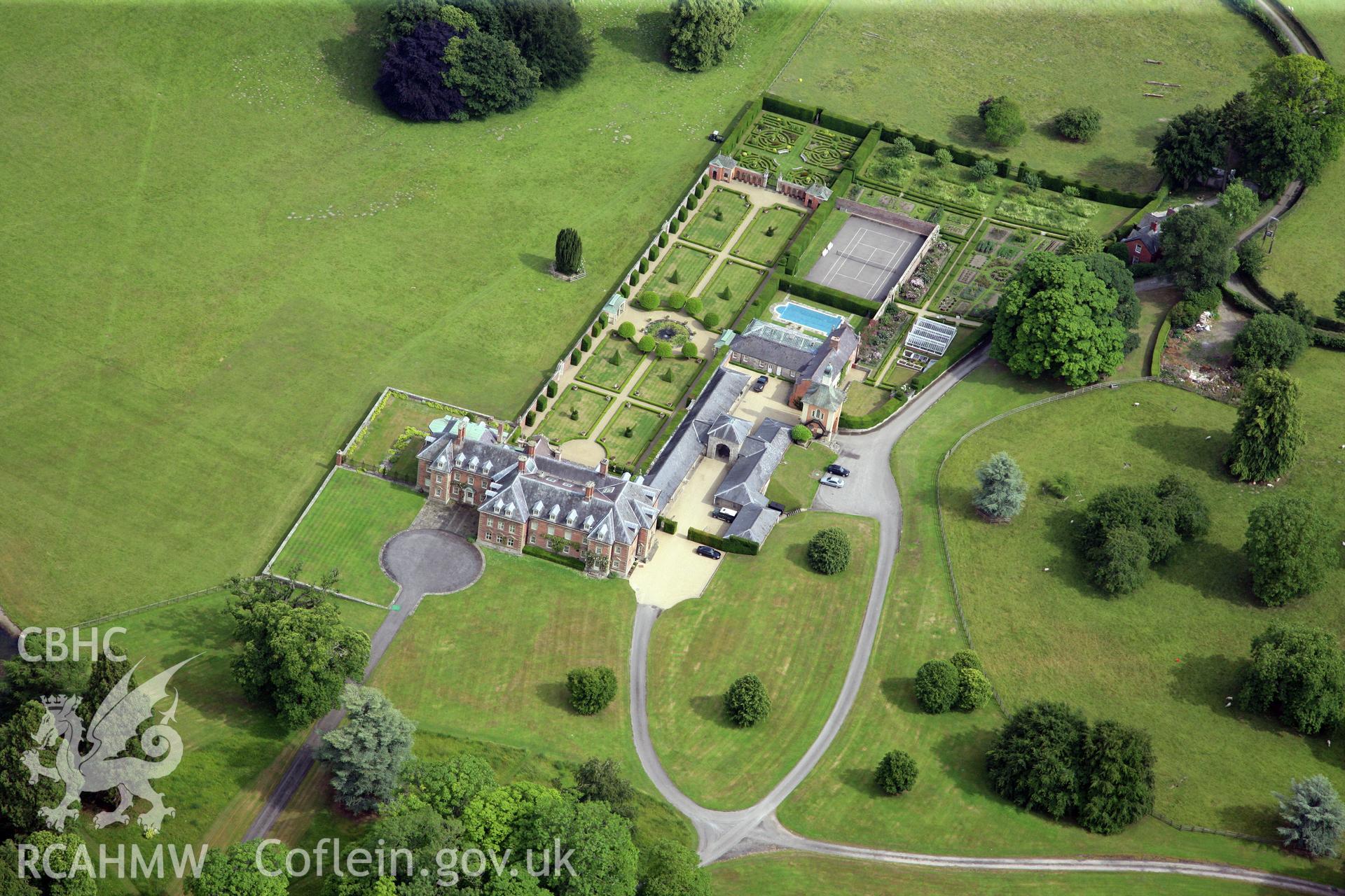 RCAHMW colour oblique photograph of Nant Clwyd Hall. Taken by Toby Driver and Oliver Davies on 05/07/2011.