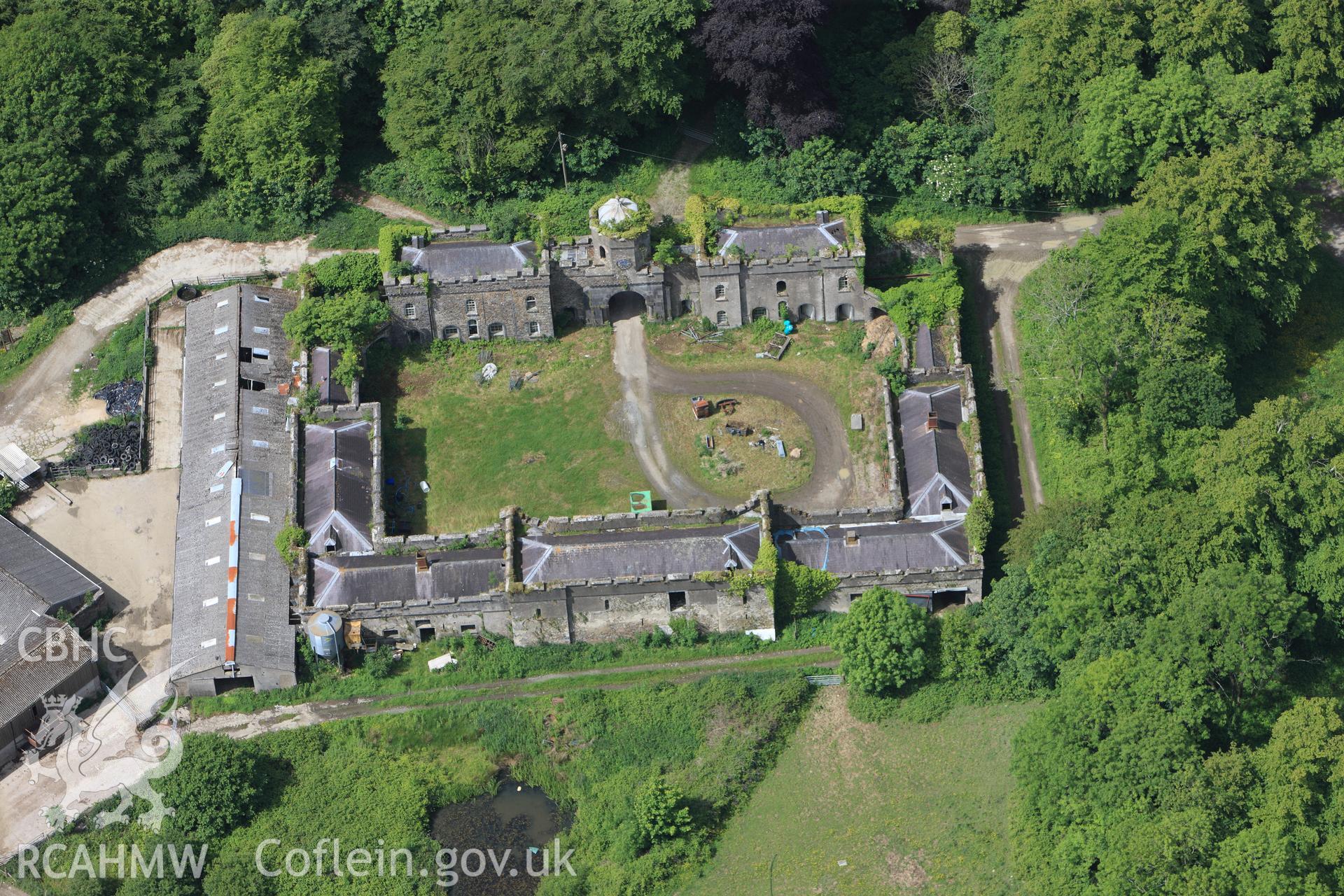 RCAHMW colour oblique photograph of Picton Castle stables. Taken by Toby Driver on 24/05/2011.