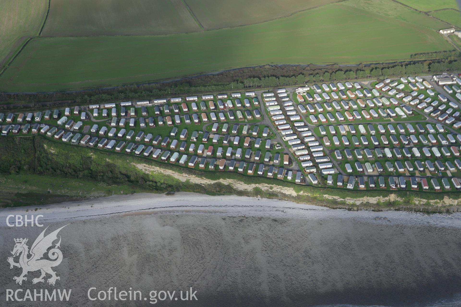 RCAHMW colour oblique photograph of Fontygary Leisure Park. Taken by Toby Driver on 17/11/2011.