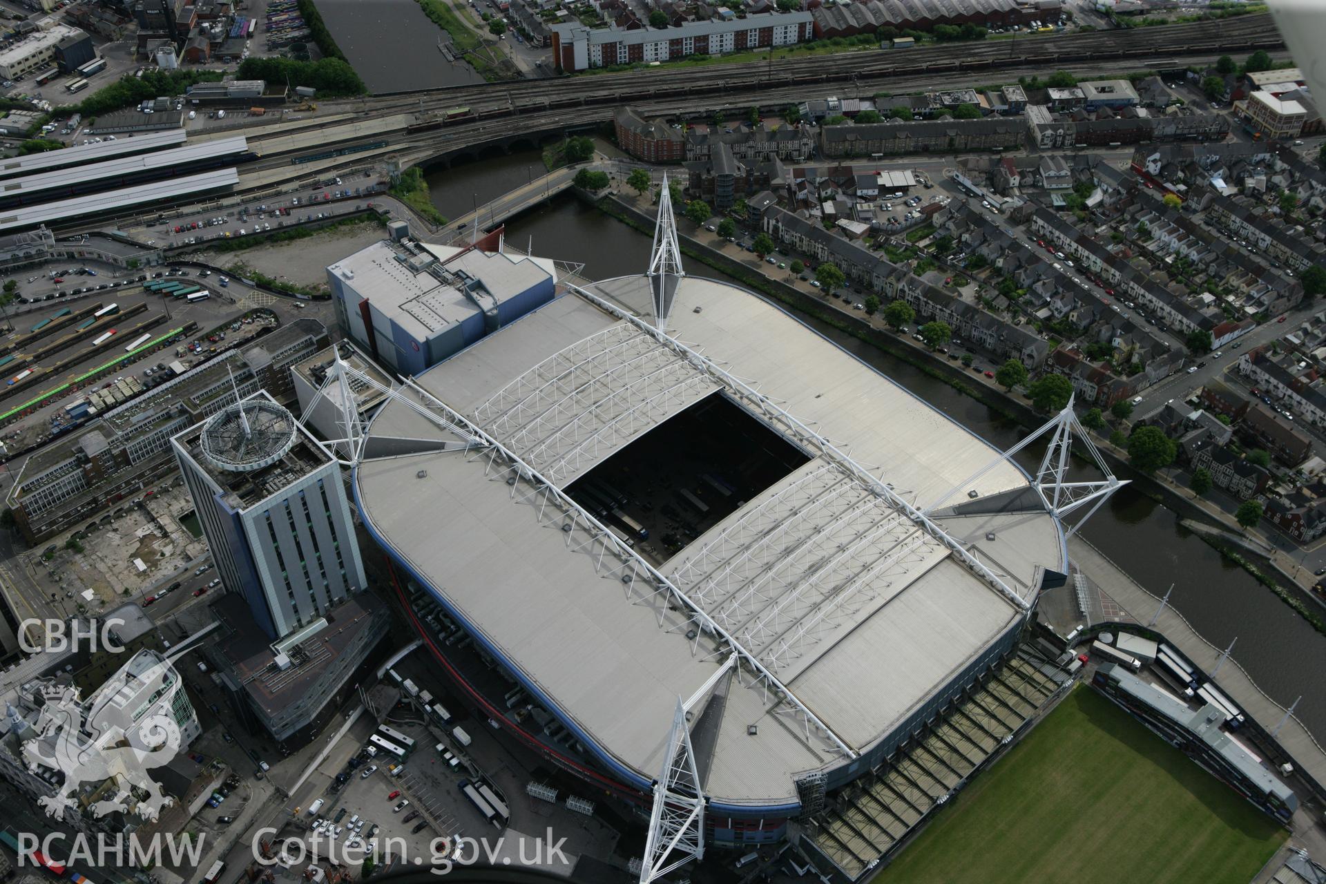 RCAHMW colour oblique photograph of Cardiff Millennium Stadium. Taken by Toby Driver on 13/06/2011.