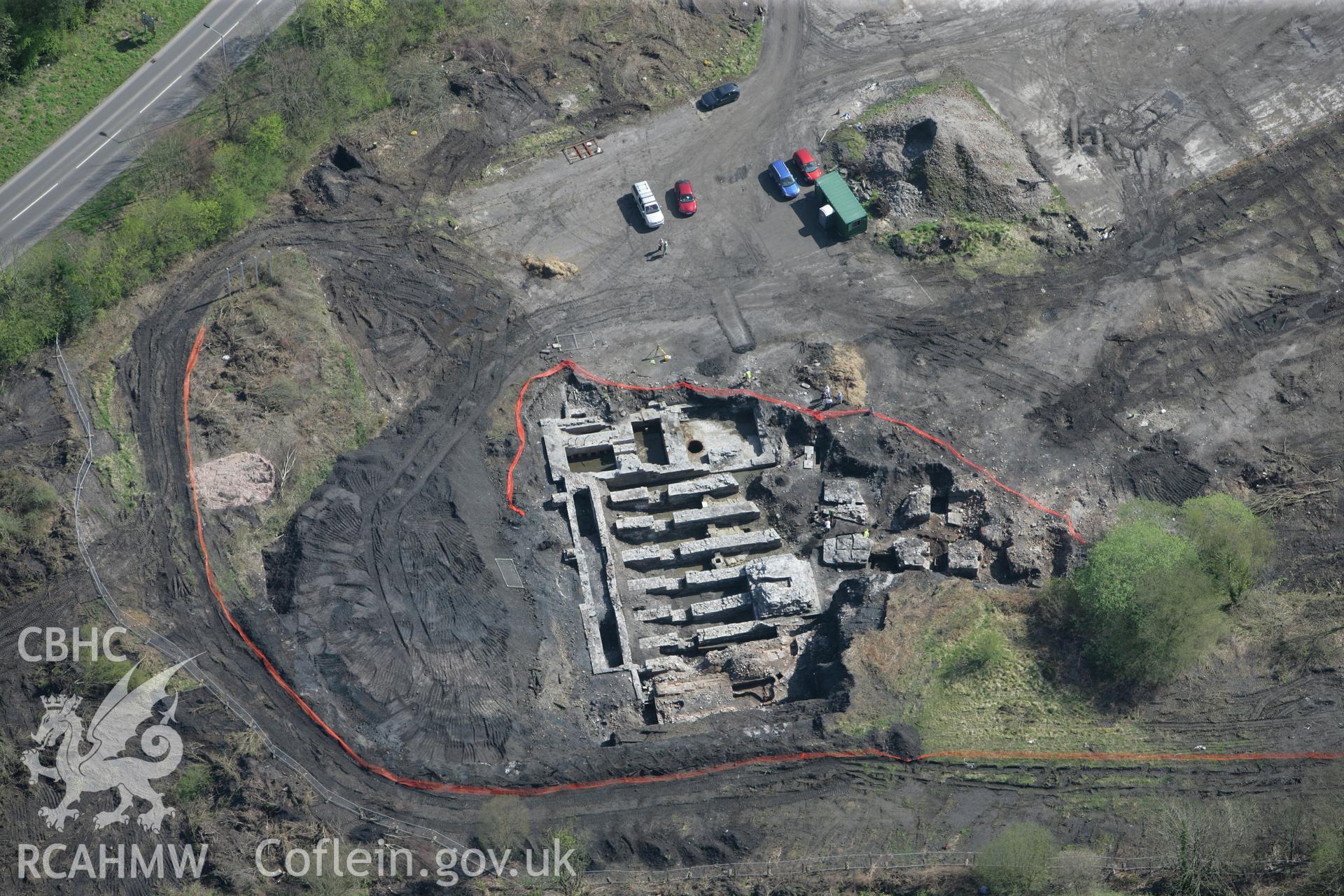 RCAHMW colour oblique photograph of Ystalyfera Iron And Tinplate Works. Taken by Toby Driver on 08/04/2011.