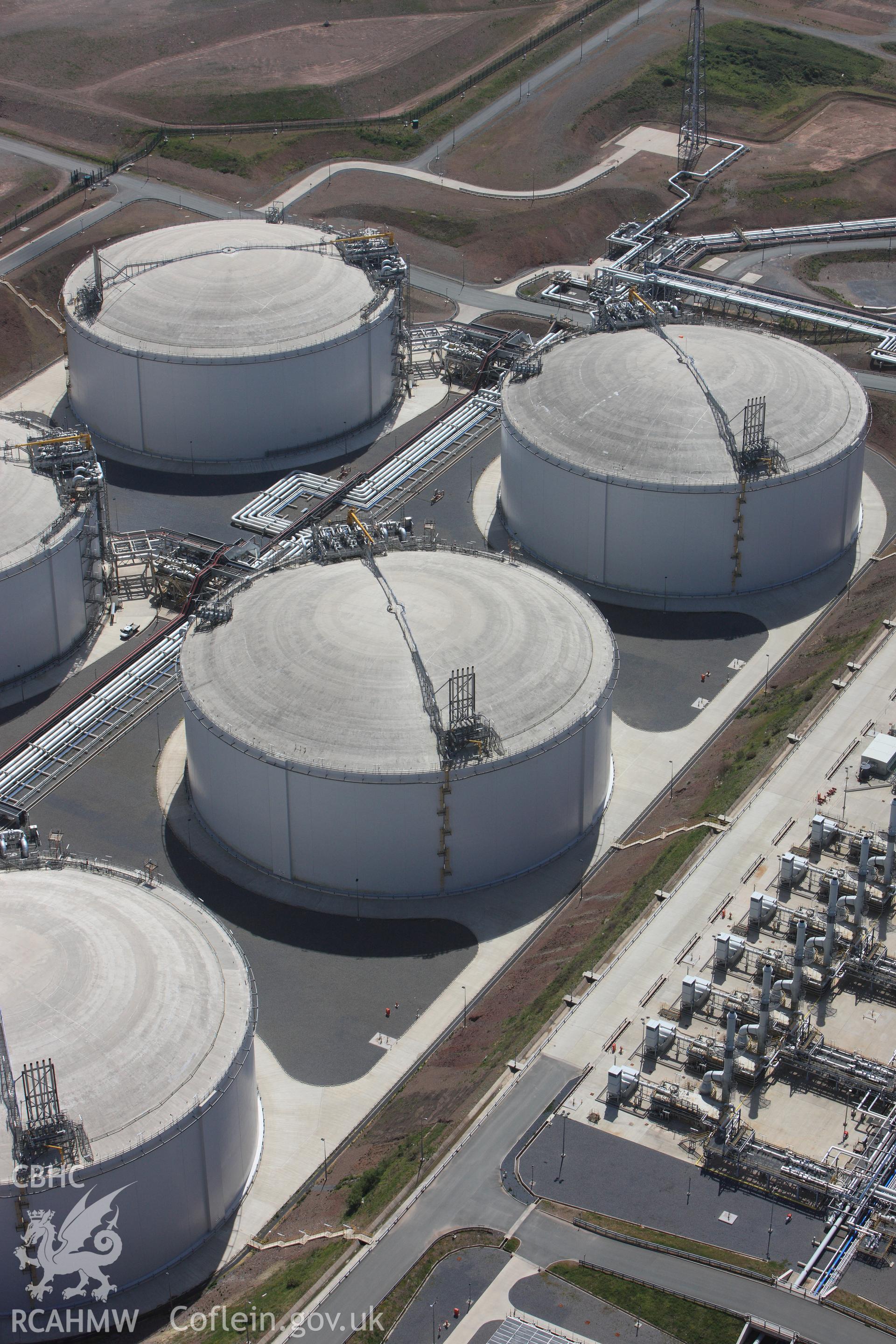 RCAHMW colour oblique photograph of Esso Oil Refinery. Taken by Toby Driver on 24/05/2011.