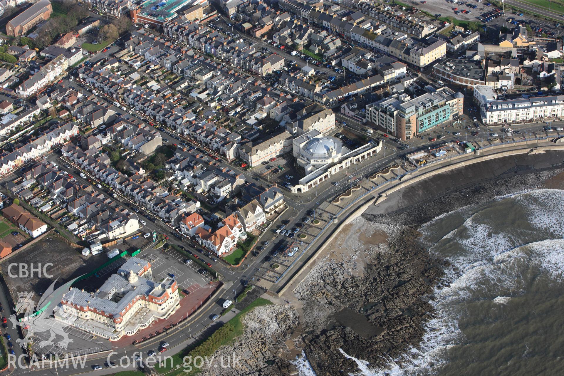 RCAHMW colour oblique photograph of Sea Bank Hotel, Porthcawl. Taken by Toby Driver on 17/11/2011.