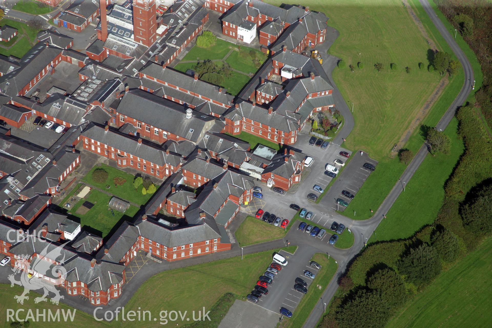 RCAHMW colour oblique photograph of Cefn Coed Hospital, viewed from the south. Taken by Toby Driver and Oliver Davies on 28/09/2011.