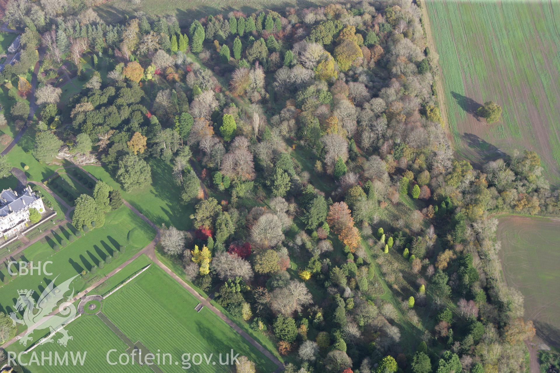 RCAHMW colour oblique photograph of Dyffryn House and Gardens. Taken by Toby Driver on 17/11/2011.