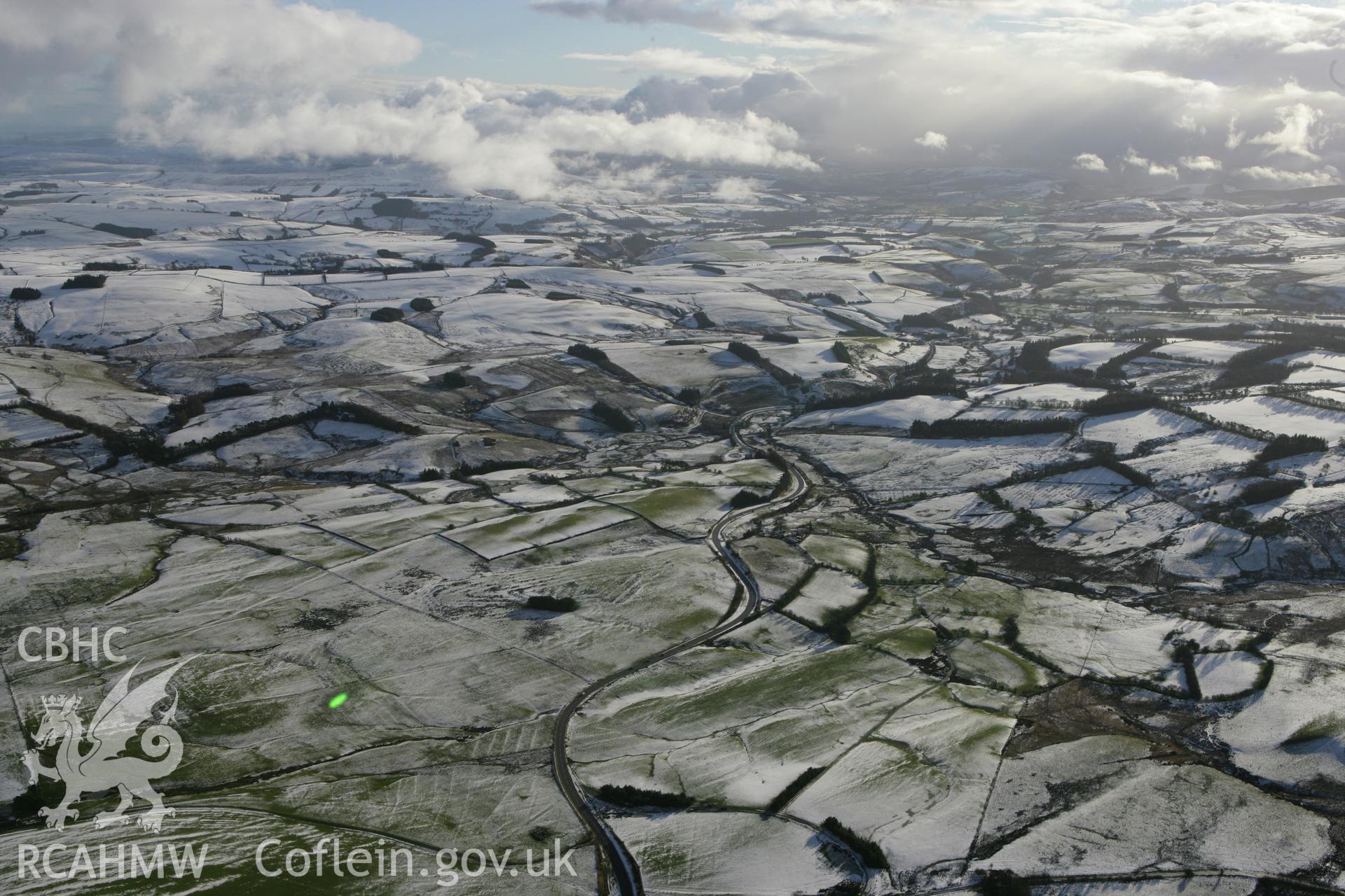 RCAHMW colour oblique photograph of Gwynant, winter landscape looking south. Taken by Toby Driver on 18/12/2011.