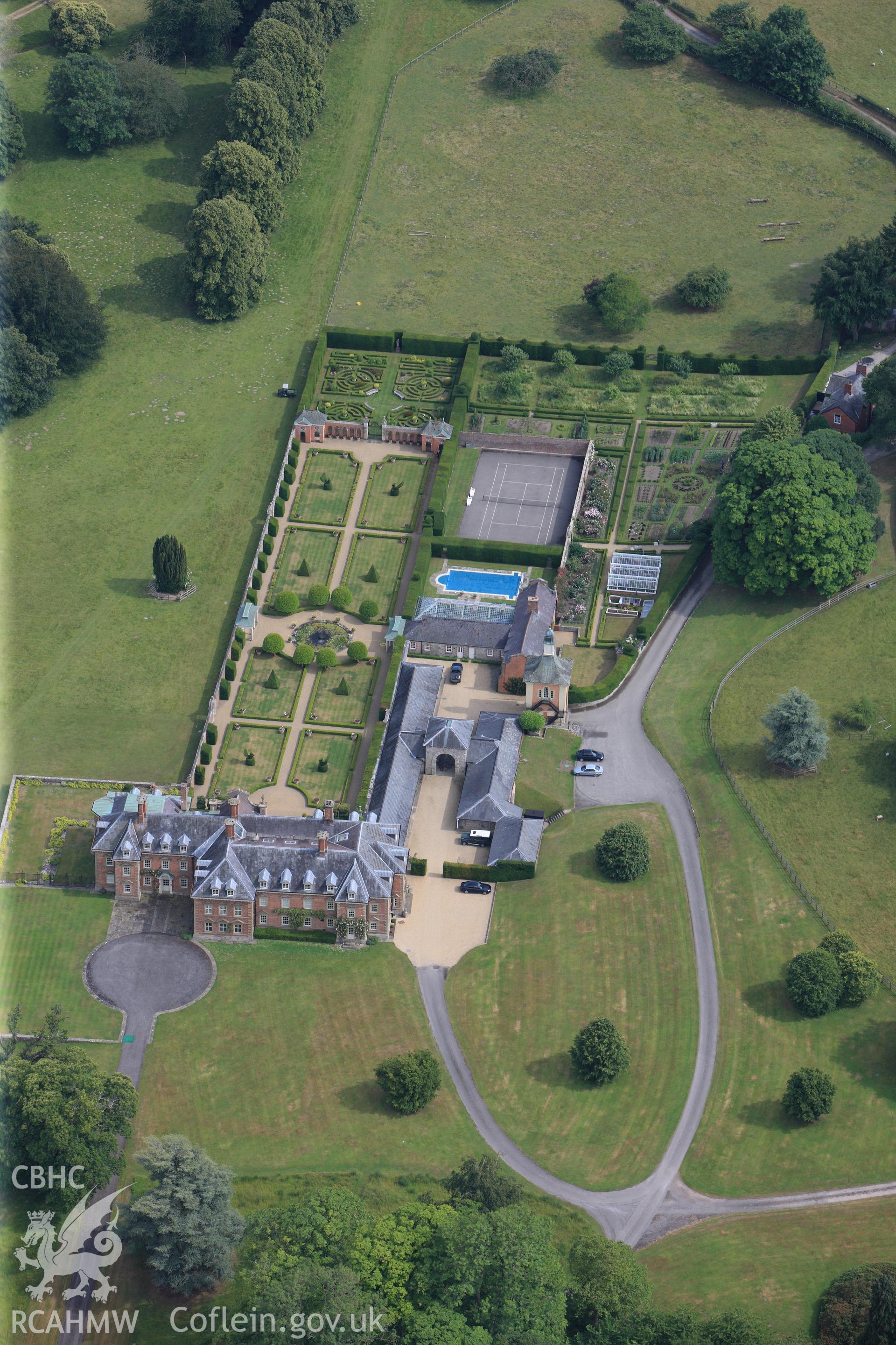 RCAHMW colour oblique photograph of Nant Clwyd Hall. Taken by Toby Driver and Oliver Davies on 05/07/2011.