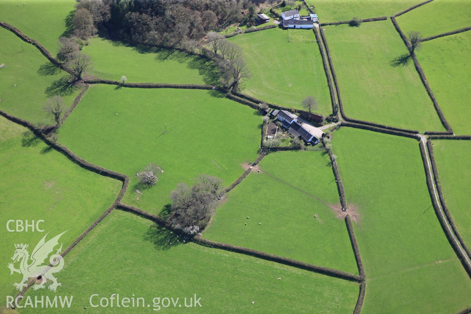 RCAHMW colour oblique photograph of Llys Brychan. Taken by Toby Driver on 08/04/2011.