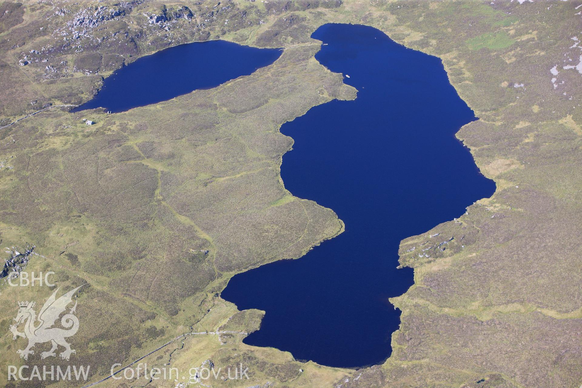 RCAHMW colour oblique photograph of Llynnau Gamallt, lake, from south. Taken by Toby Driver on 20/07/2011.