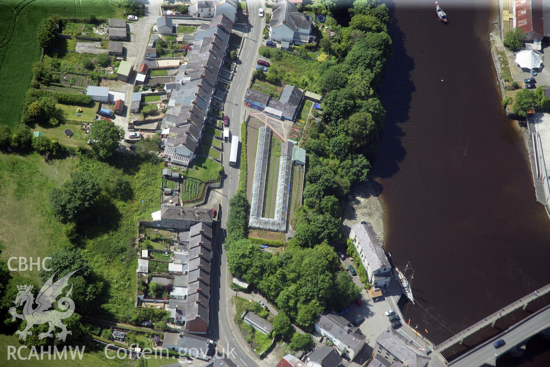 RCAHMW colour oblique photograph of Mecantile Wharf Warehouse. Taken by Toby Driver and Oliver Davies on 28/06/2011.