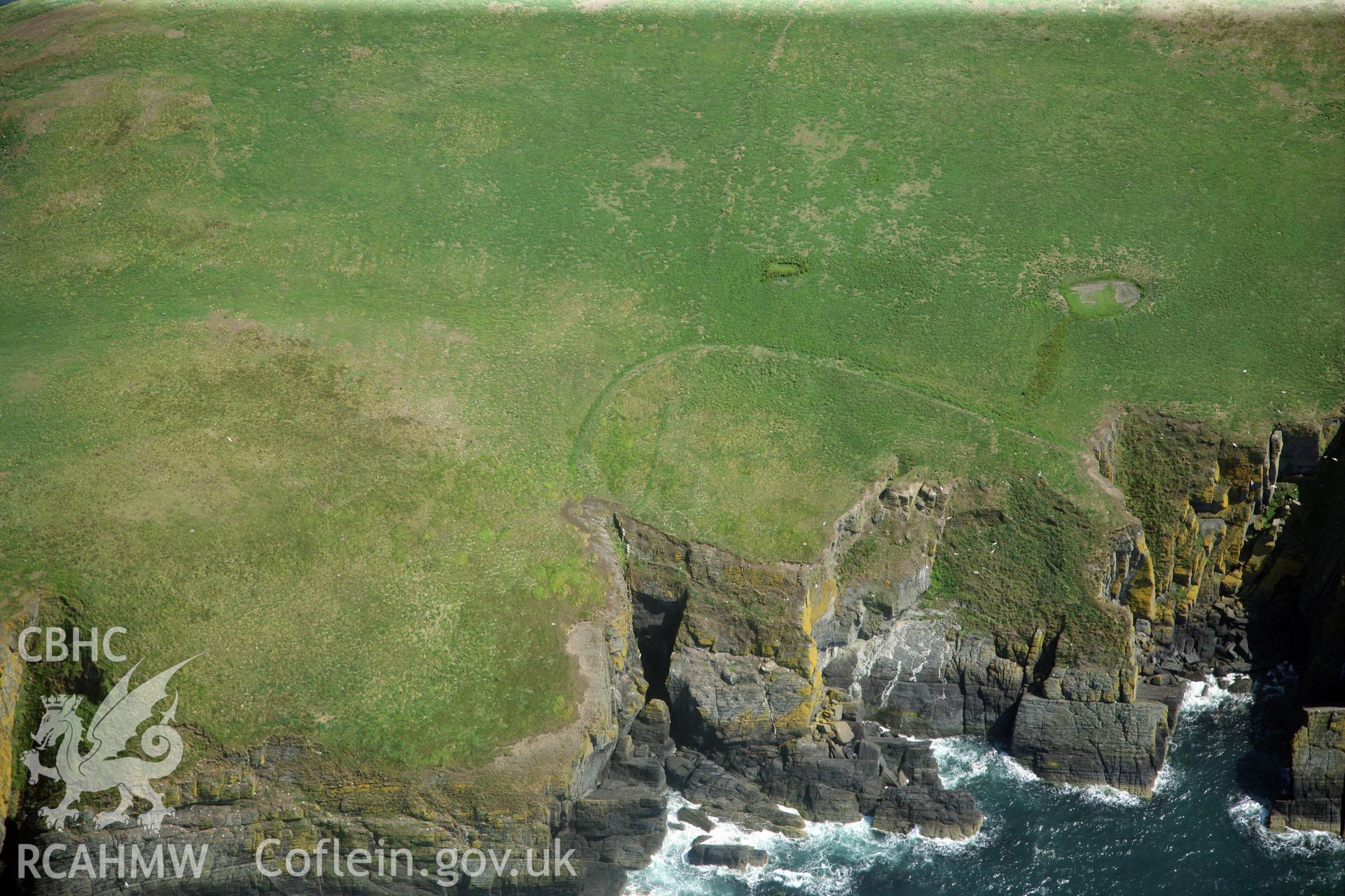 RCAHMW colour oblique photograph of Enclosure, Cardigan Island. Taken by Toby Driver and Oliver Davies on 28/06/2011.