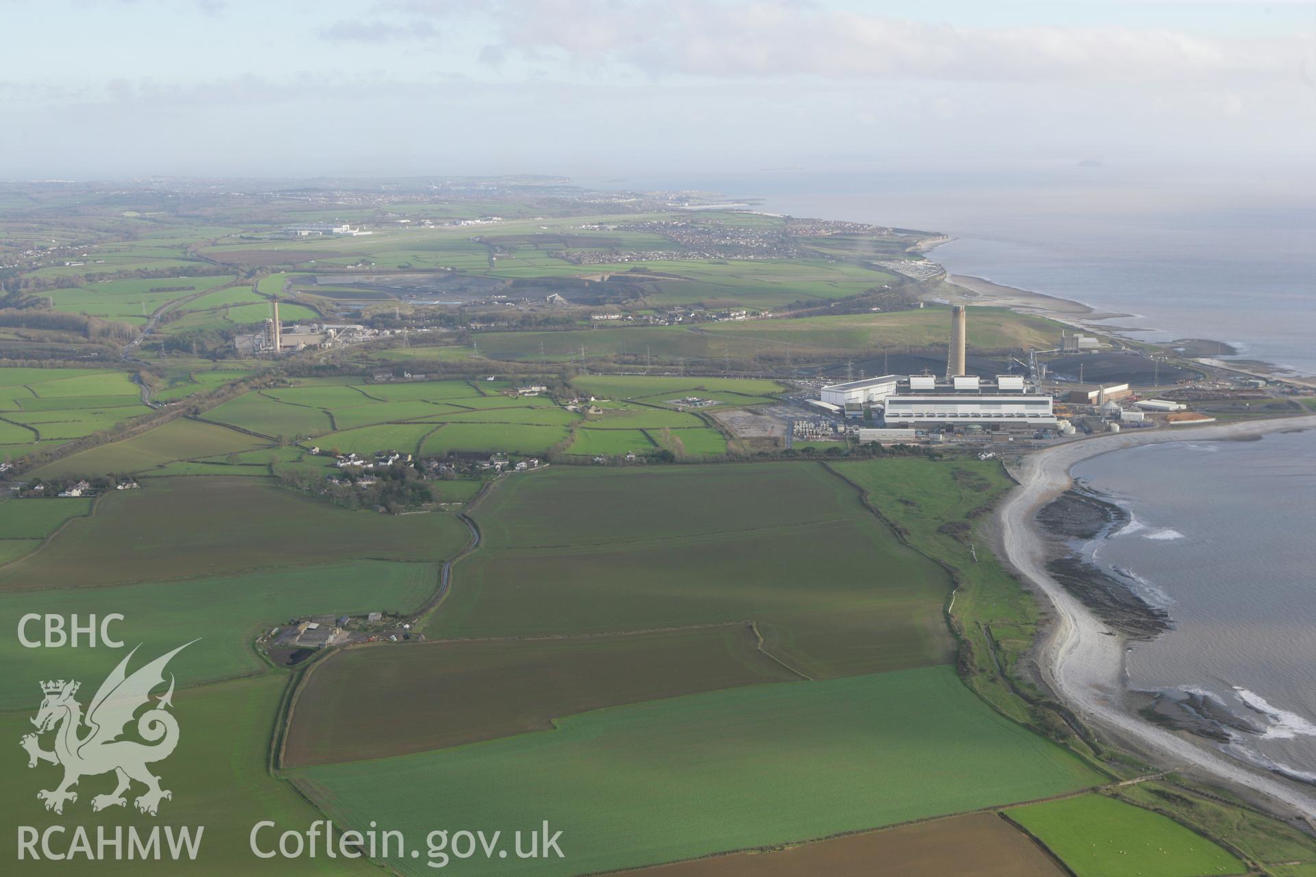 RCAHMW colour oblique photograph of Aberthaw Power Station, from the west. Taken by Toby Driver on 17/11/2011.