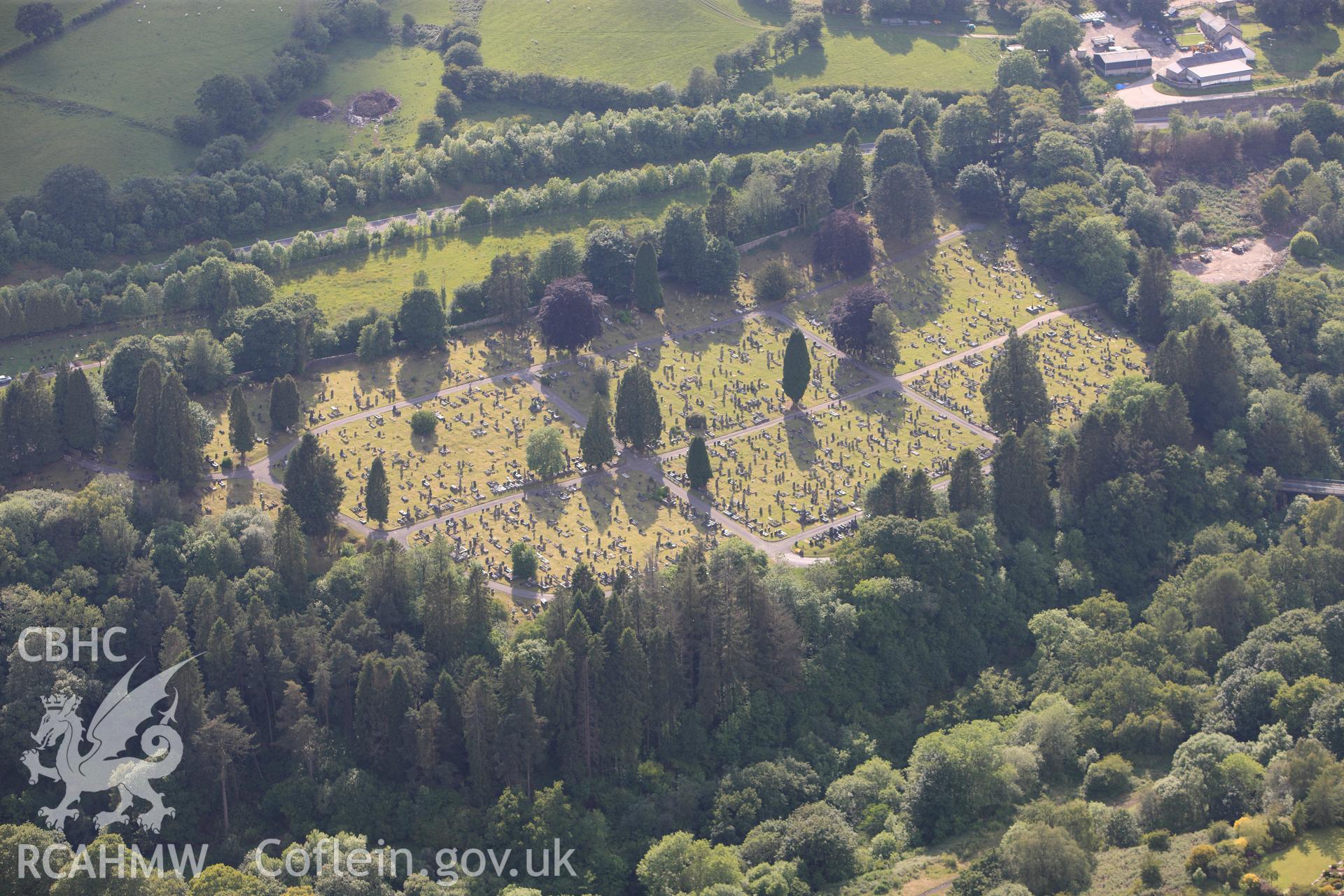 RCAHMW colour oblique photograph of Cefn-Coed-y-Cwmmer cemetery. Taken by Toby Driver on 13/06/2011.