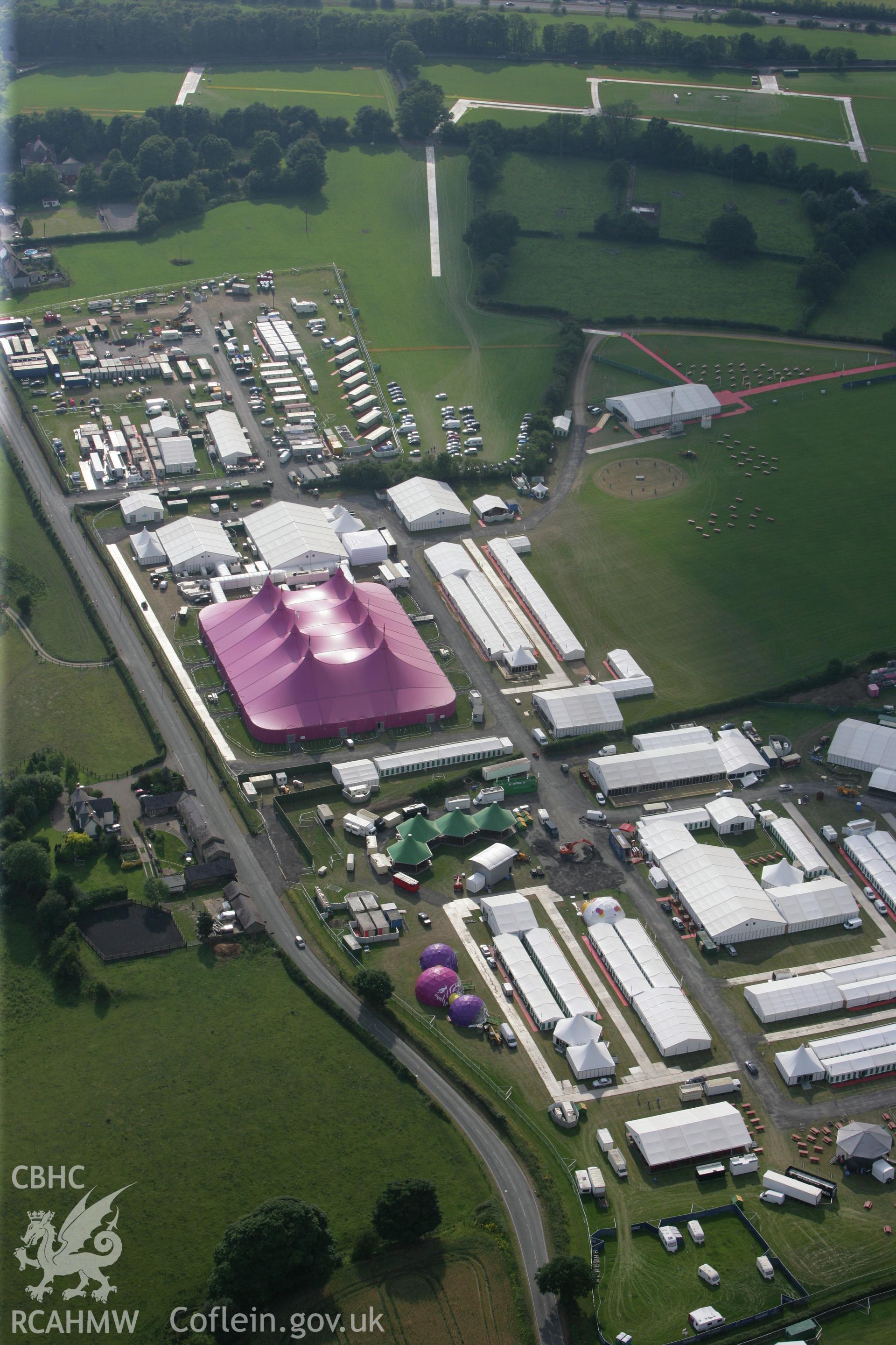 RCAHMW colour oblique photograph of The National Eisteddfod, 2011. Taken by Toby Driver and Oliver Davies on 27/07/2011.