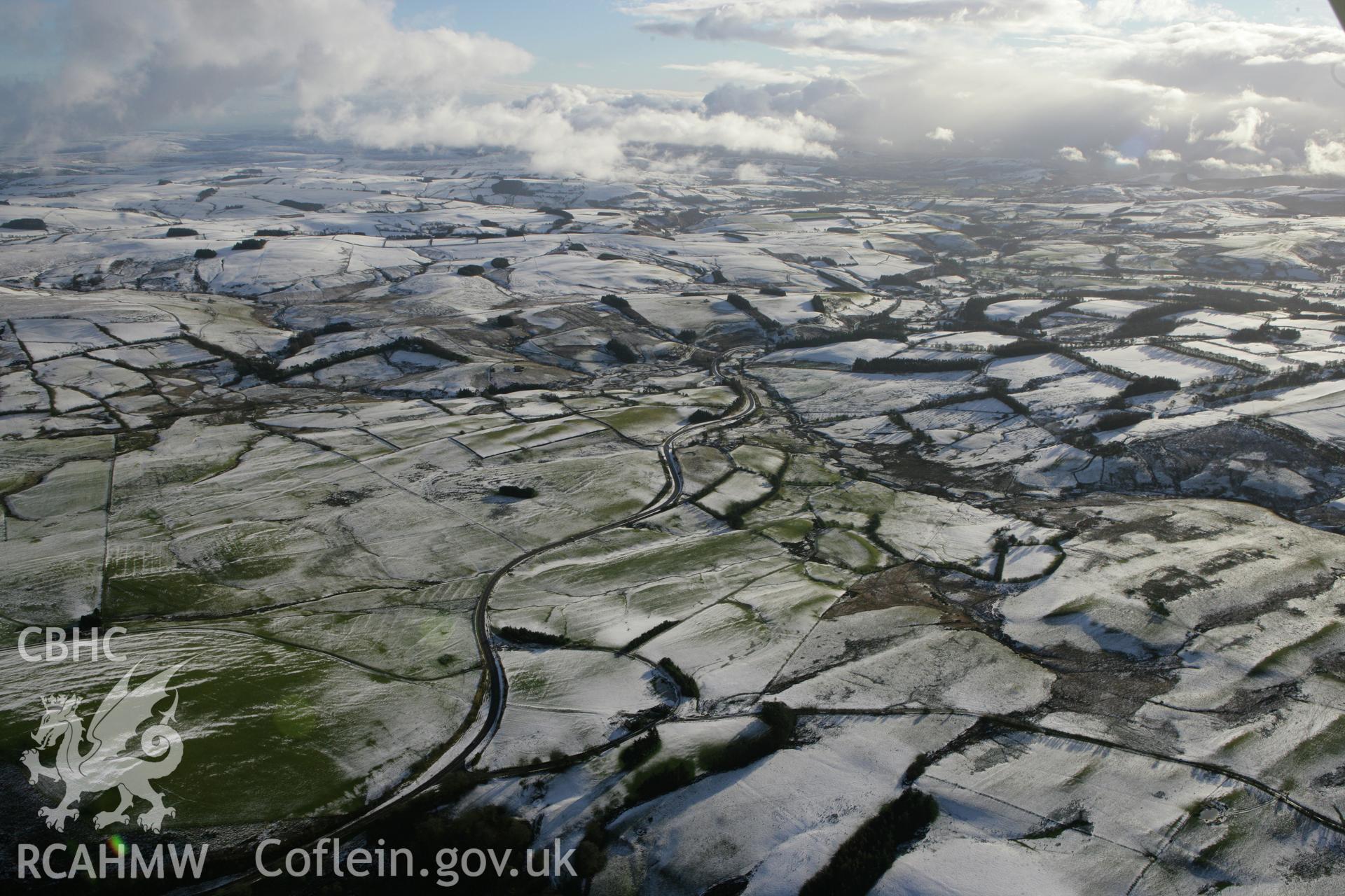 RCAHMW colour oblique photograph of Gwynant, winter landscape looking south. Taken by Toby Driver on 18/12/2011.