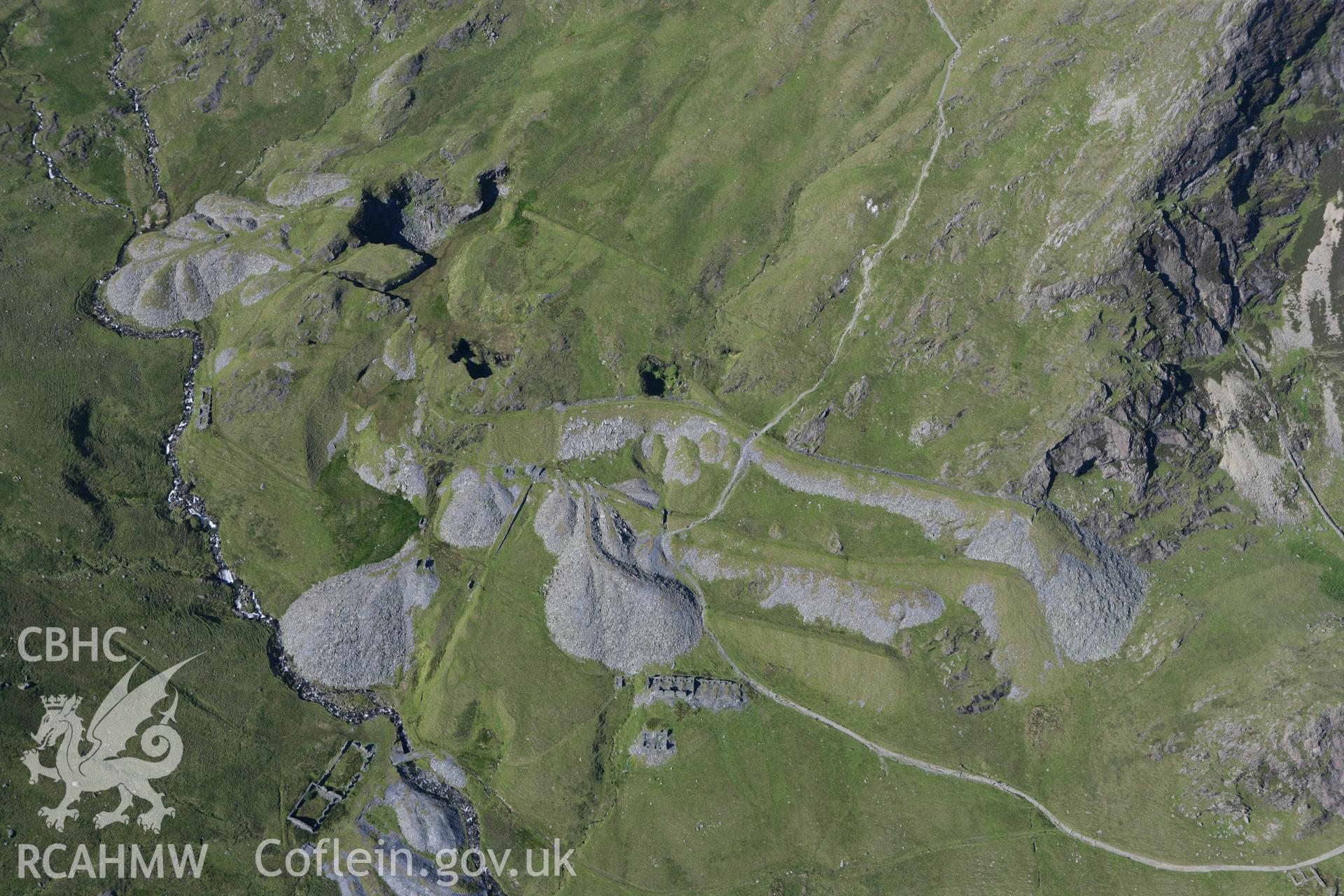 RCAHMW colour oblique photograph of Hafod y Llan slate quarry. Taken by Toby Driver on 20/07/2011.