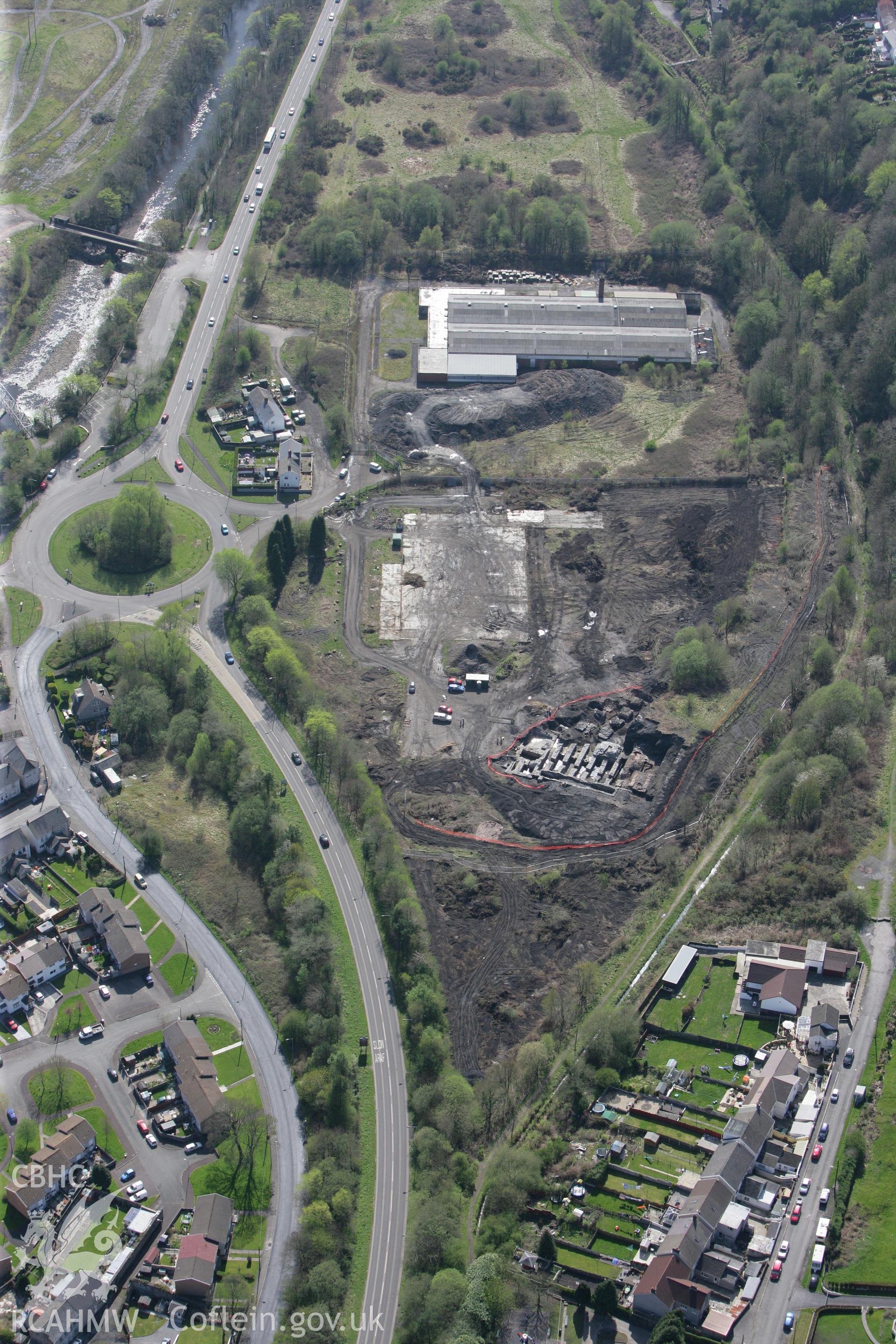 RCAHMW colour oblique photograph of Ystalyfera Iron And Tinplate Works. Taken by Toby Driver on 08/04/2011.