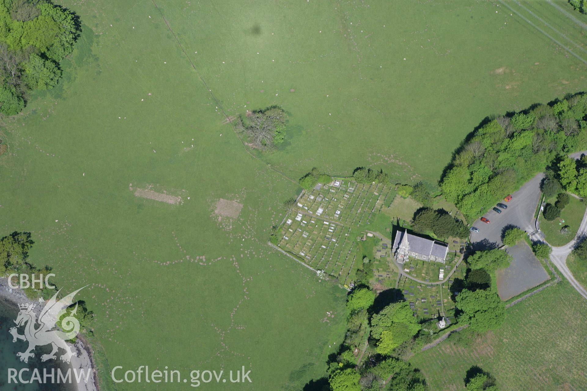 RCAHMW colour oblique photograph of St Mary's Church, Llanfair Pwllgwyngyll. Taken by Toby Driver on 03/05/2011.