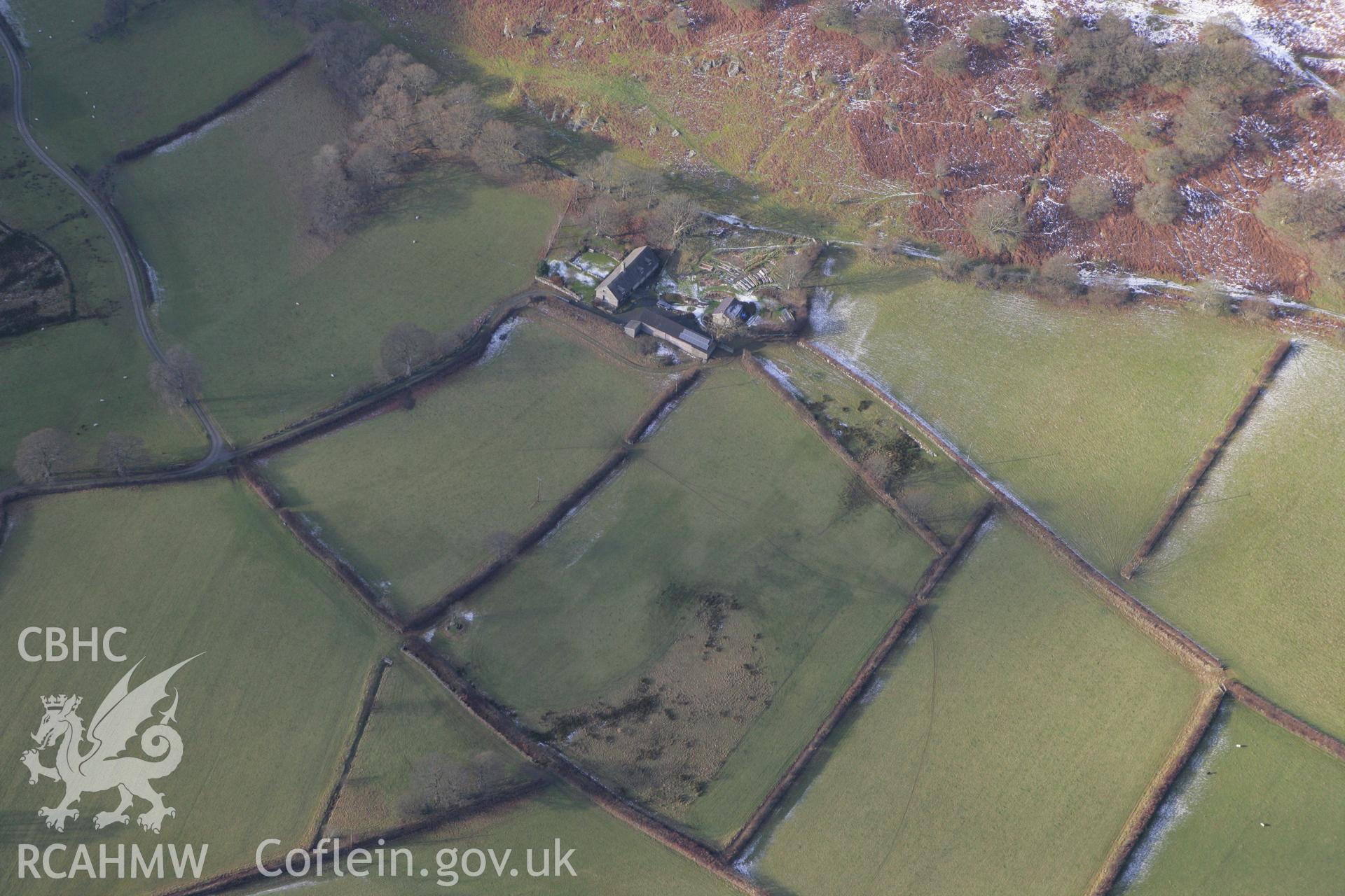 RCAHMW colour oblique photograph of Nannerth-Ganol farmstead. Taken by Toby Driver on 18/12/2011.