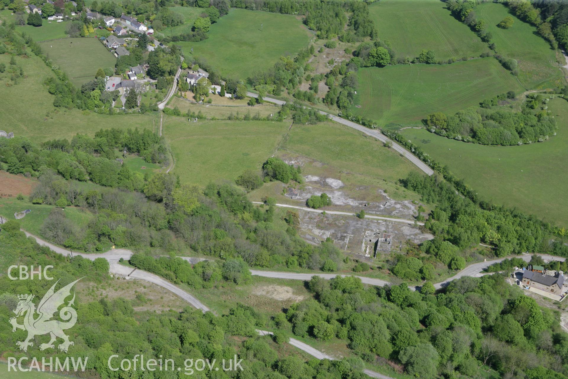 RCAHMW colour oblique photograph of Taylor's Shaft Lead Mine, Minera. Taken by Toby Driver on 03/05/2011.