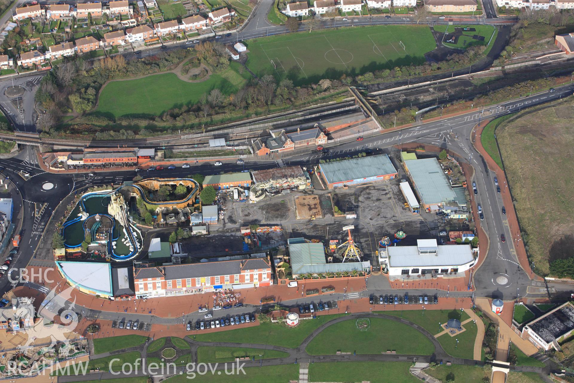 RCAHMW colour oblique photograph of Barry Pleasure Park. Taken by Toby Driver on 17/11/2011.
