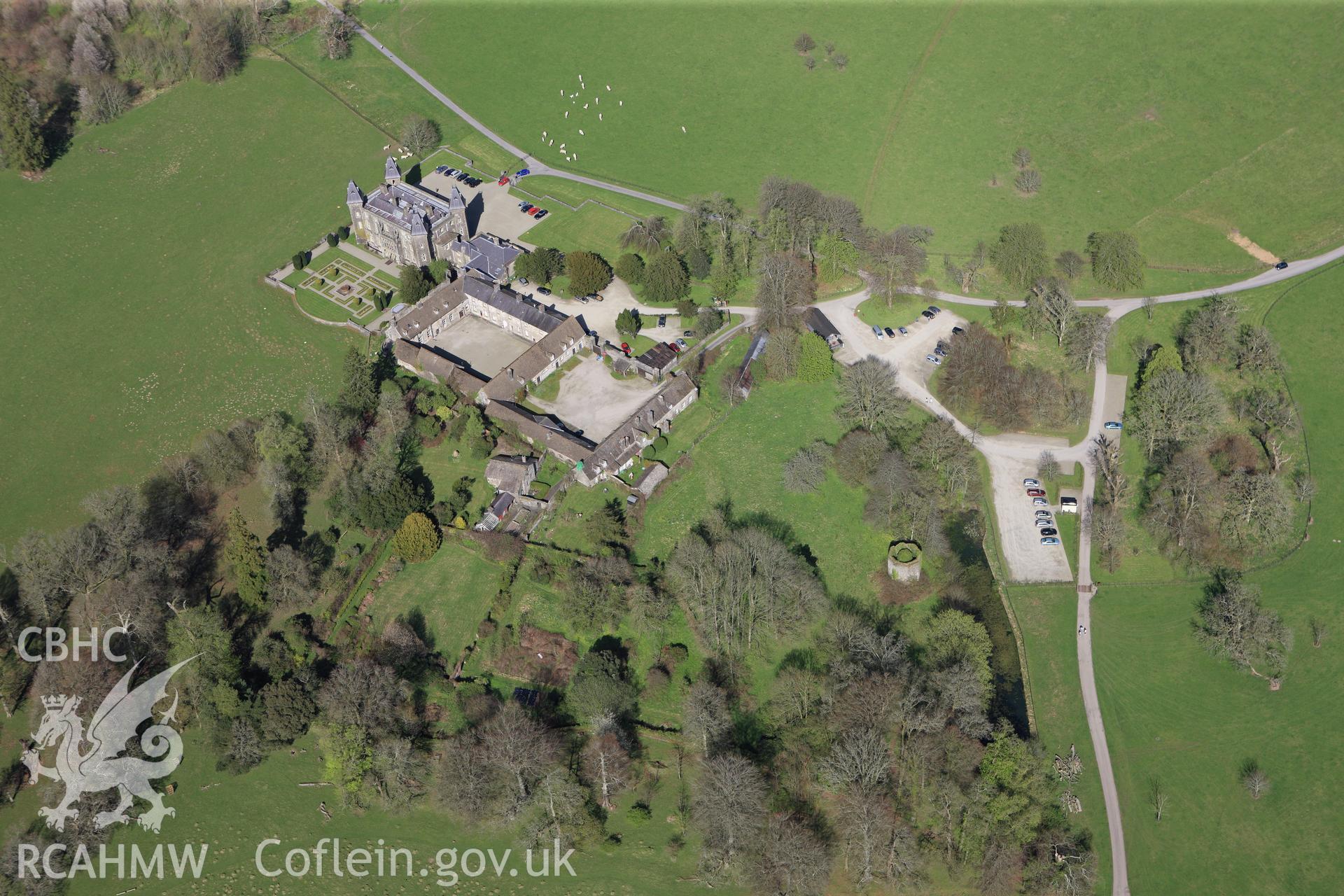 RCAHMW colour oblique photograph of Newton House, Dinefwr. Taken by Toby Driver on 08/04/2011.