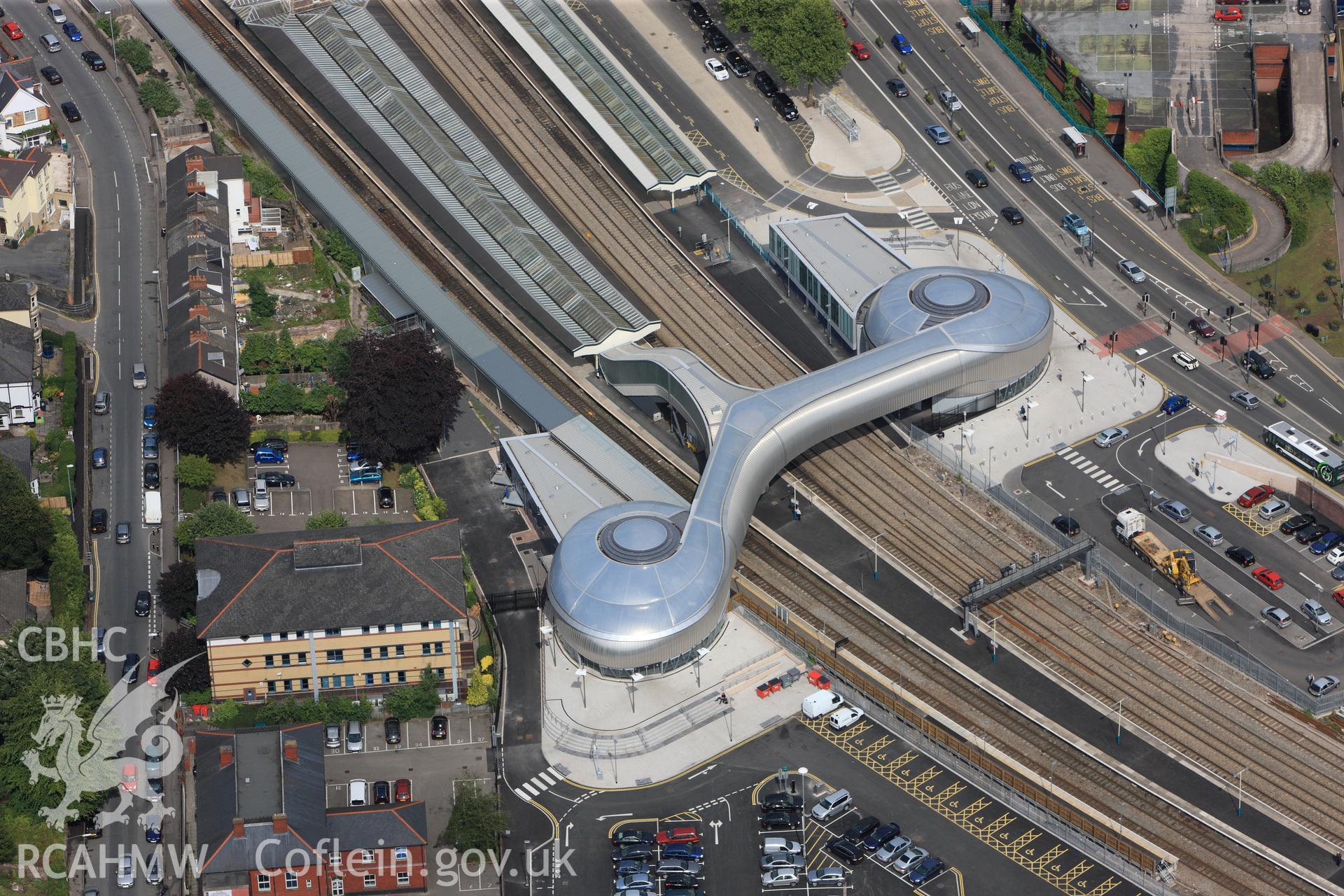 RCAHMW colour oblique photograph of Newport railway station. Taken by Toby Driver on 13/06/2011.