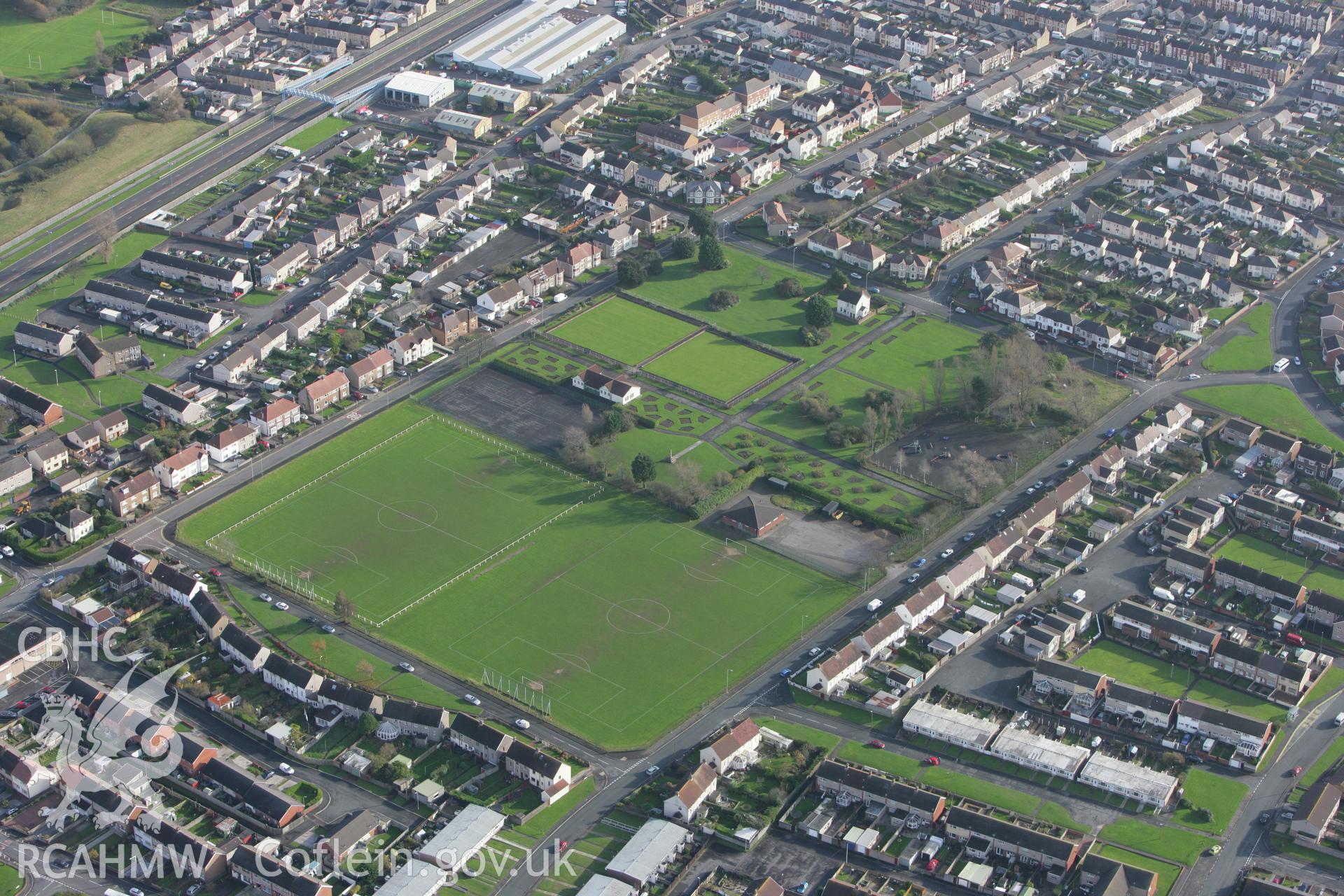 RCAHMW colour oblique photograph of Vivian Memorial Park, Aberavon. Taken by Toby Driver on 17/11/2011.