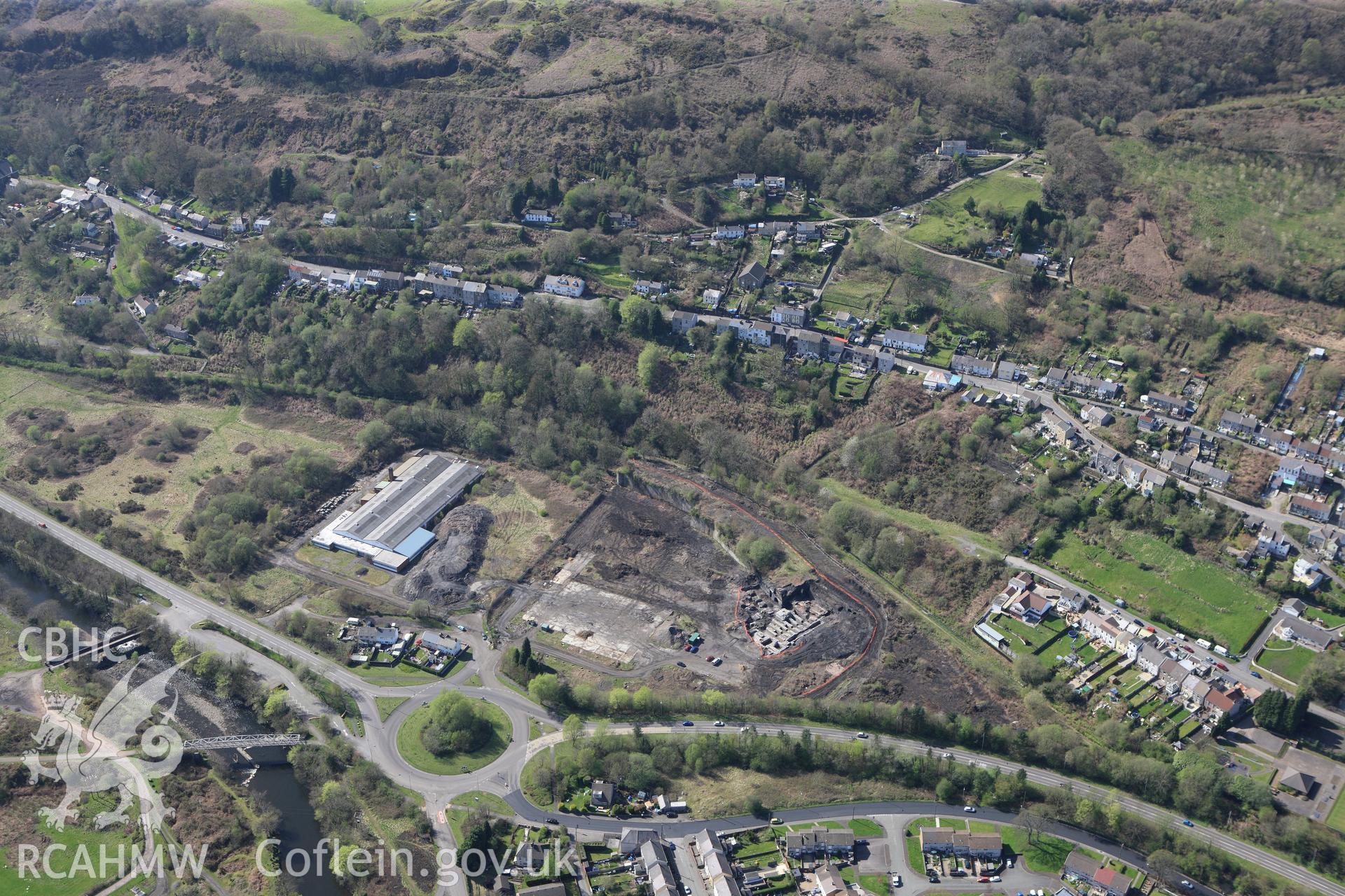 RCAHMW colour oblique photograph of Ystalyfera Iron And Tinplate Works. Taken by Toby Driver on 08/04/2011.