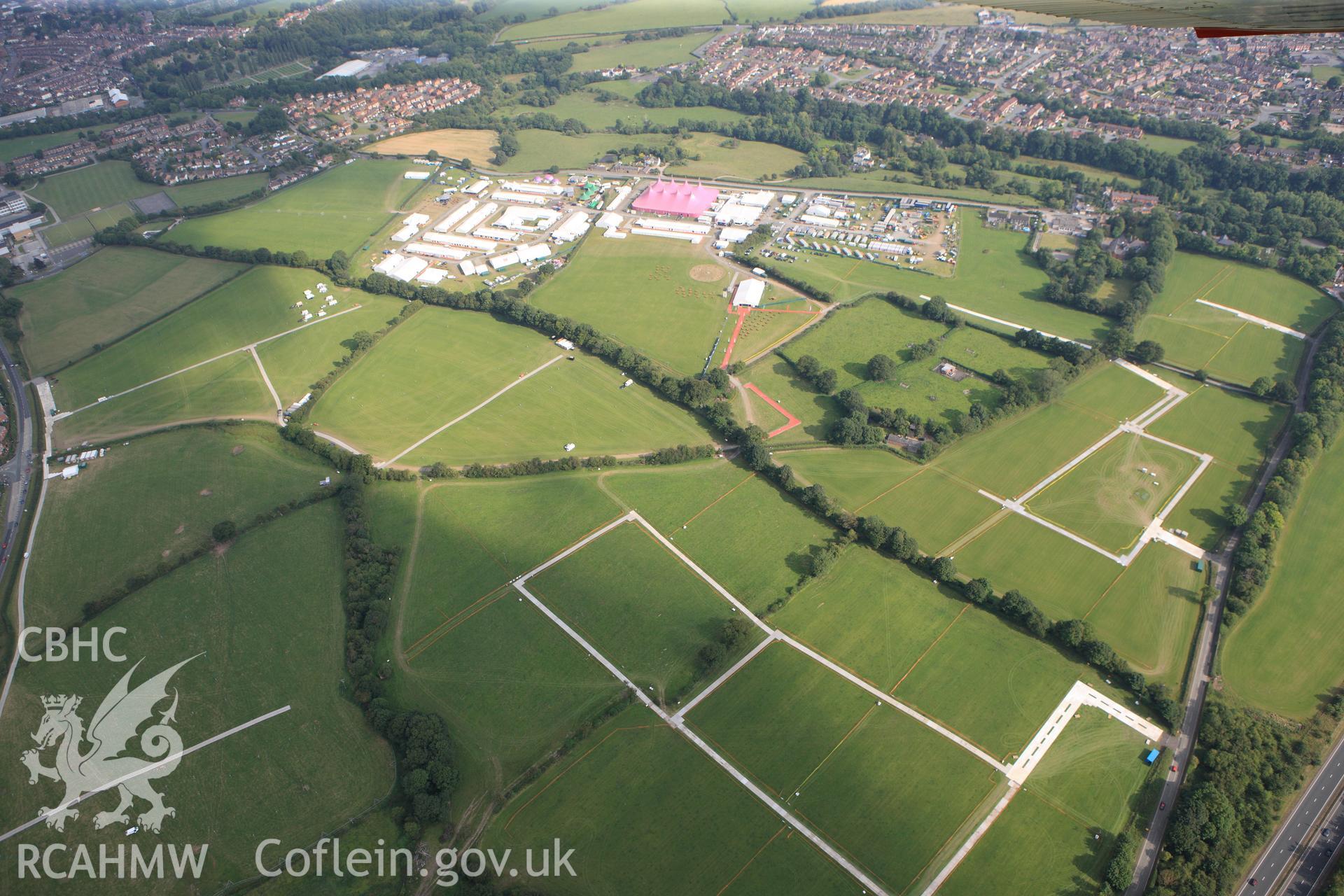 RCAHMW colour oblique photograph of The National Eisteddfod, 2011. Taken by Toby Driver and Oliver Davies on 27/07/2011.