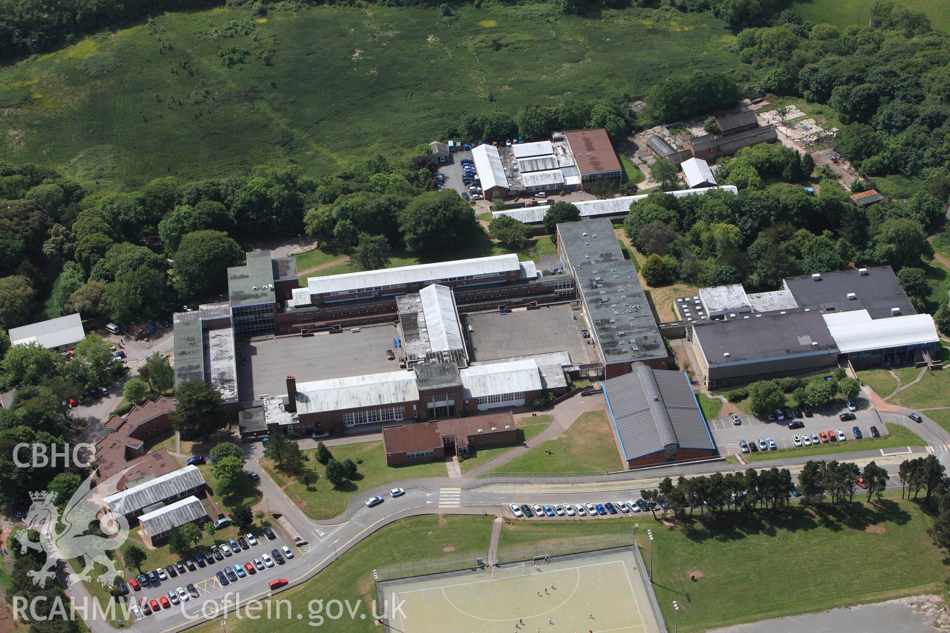 RCAHMW colour oblique photograph of Pembroke school. Taken by Toby Driver on 24/05/2011.
