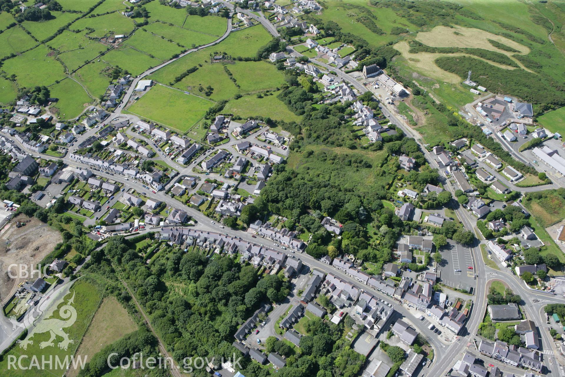 RCAHMW colour oblique photograph of Amlwch village, high view from south-east. Taken by Toby Driver on 20/07/2011.