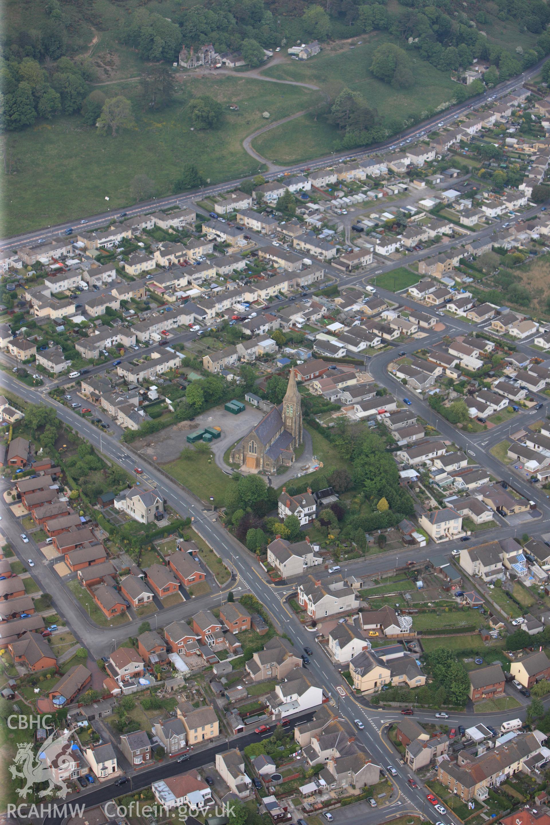 RCAHMW colour oblique photograph of St Mary's church. Taken by Toby Driver and Oliver Davies on 04/05/2011.