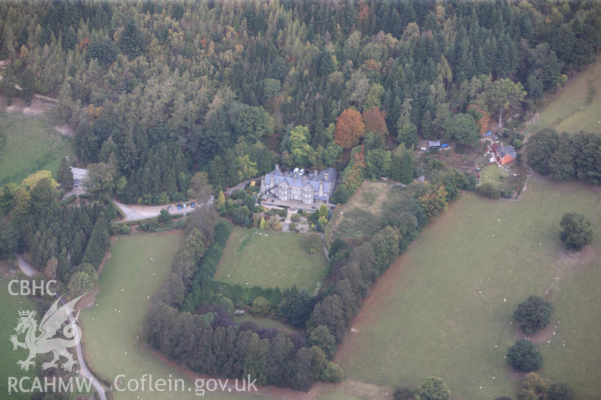 RCAHMW colour oblique photograph of St. David's College, St. David's Hospital, Plas Hyfryd ,Carrog. Taken by Toby Driver on 04/10/2011.