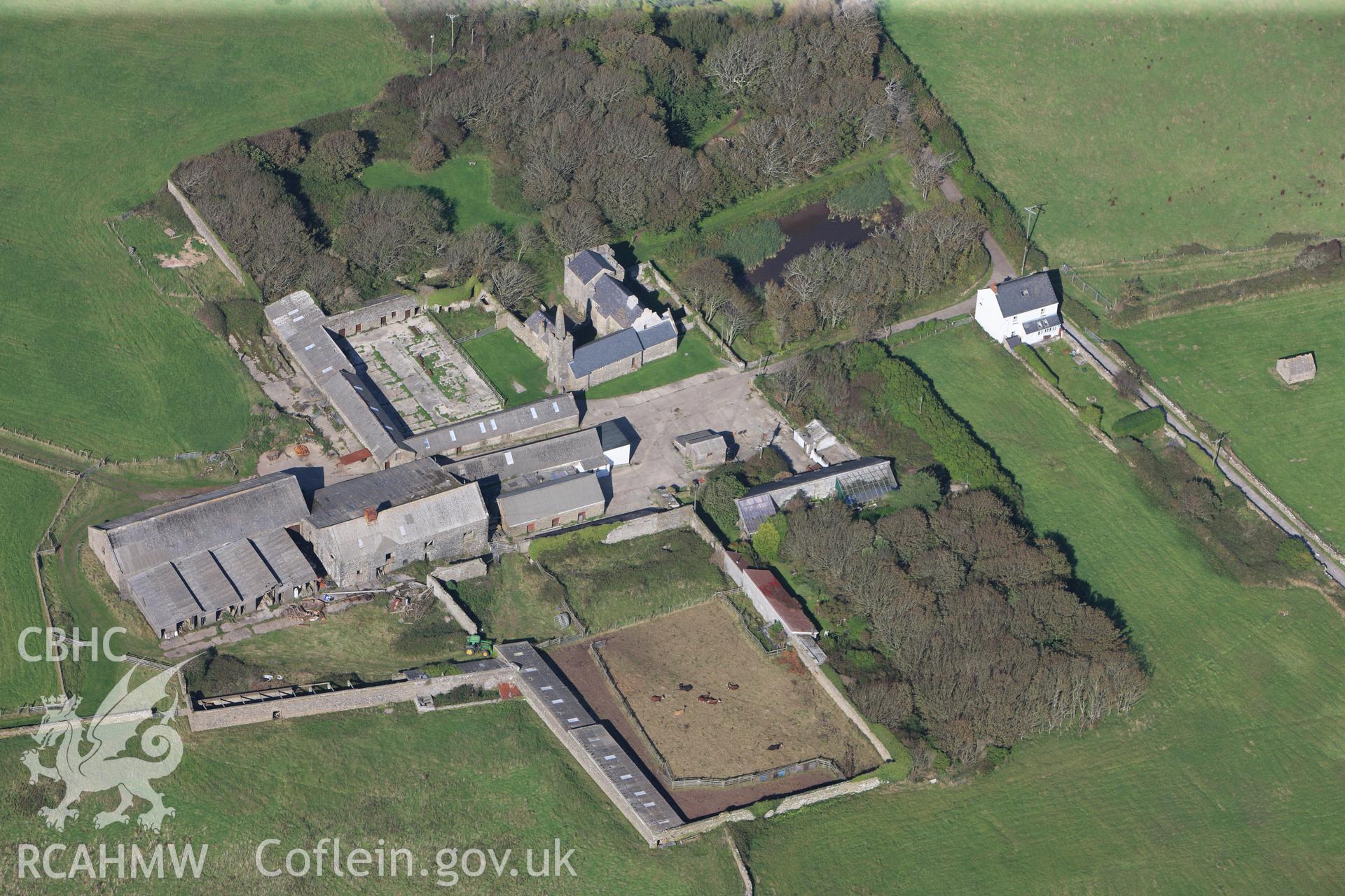 RCAHMW colour oblique photograph of Caldey Priory, Caldey Island, viewed from the south-south-west. Taken by Toby Driver and Oliver Davies on 28/09/2011.