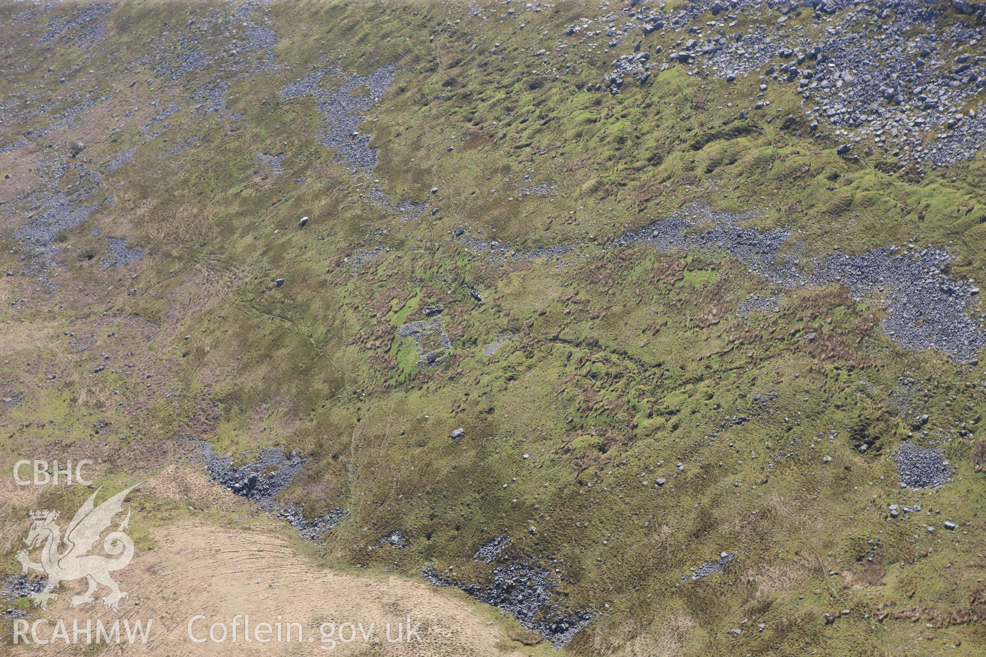 RCAHMW colour oblique photograph of Upper Cwm Twrch, Deserted Rural Settlement. Taken by Toby Driver on 08/04/2011.
