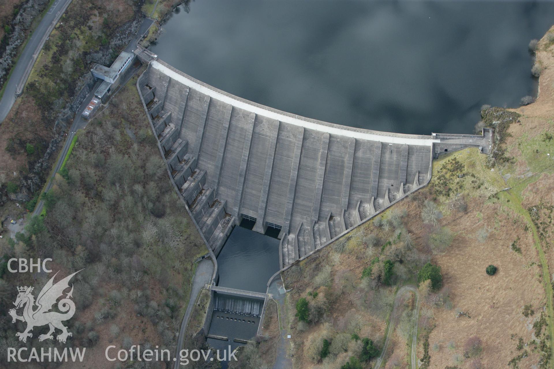 RCAHMW colour oblique photograph of Clywedog Dam, Llanidloes. Taken by Toby Driver on 22/03/2011.