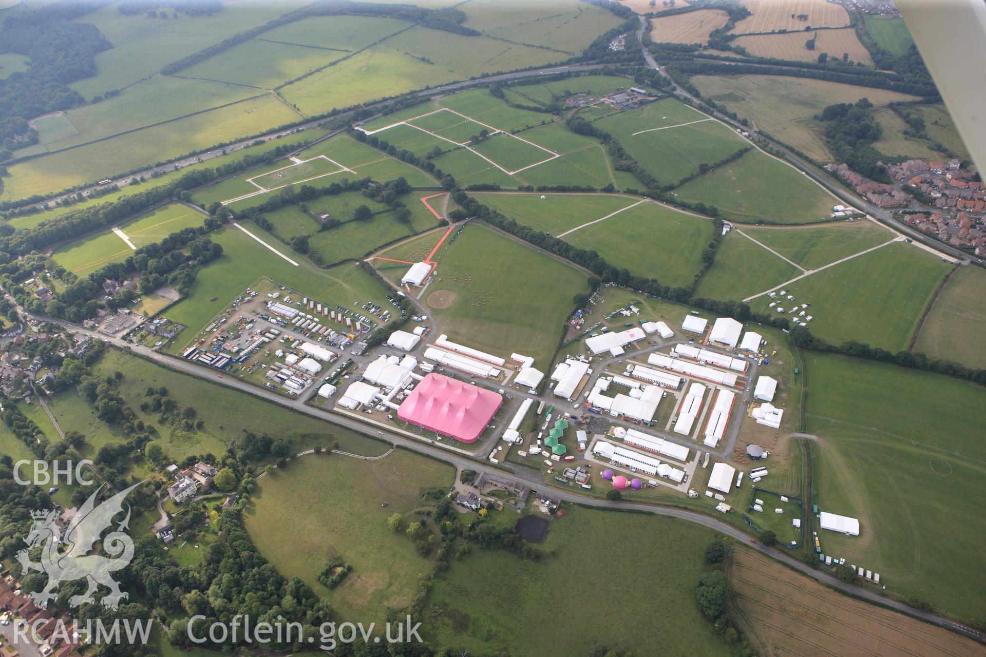 RCAHMW colour oblique photograph of The National Eisteddfod, 2011. Taken by Toby Driver and Oliver Davies on 27/07/2011.