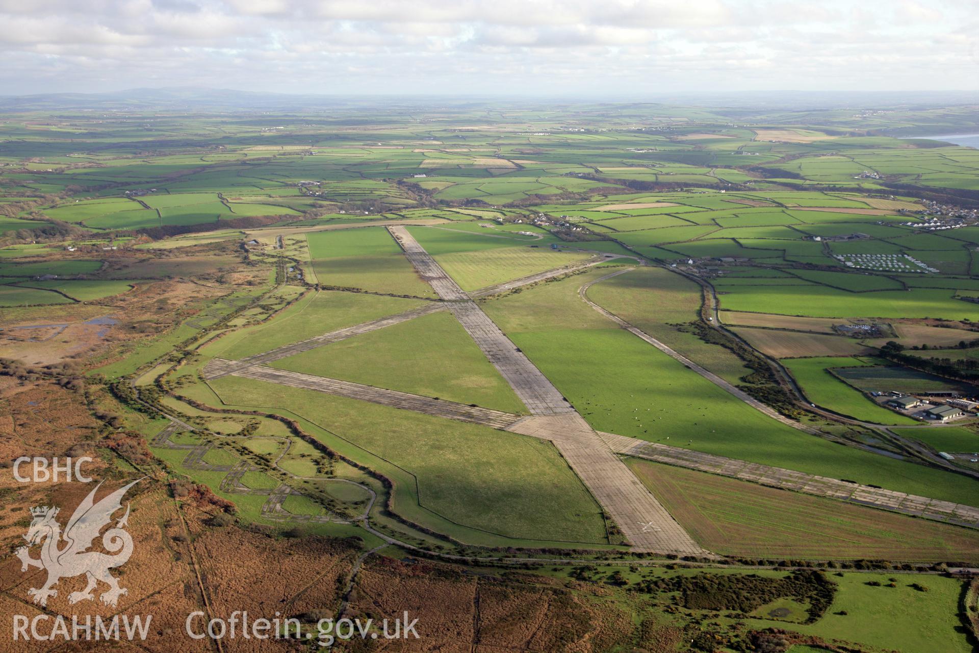 RCAHMW colour oblique photograph of St Davids Airfield, viewed from the south. Taken by O. Davies & T. Driver on 22/11/2013.