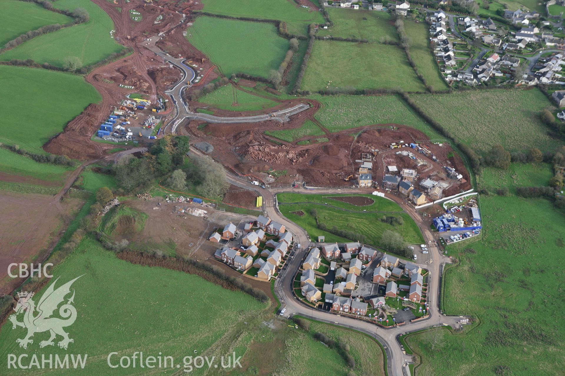 RCAHMW colour oblique photograph of Parc Derwen, new village under construction. Taken by Toby Driver on 17/11/2011.