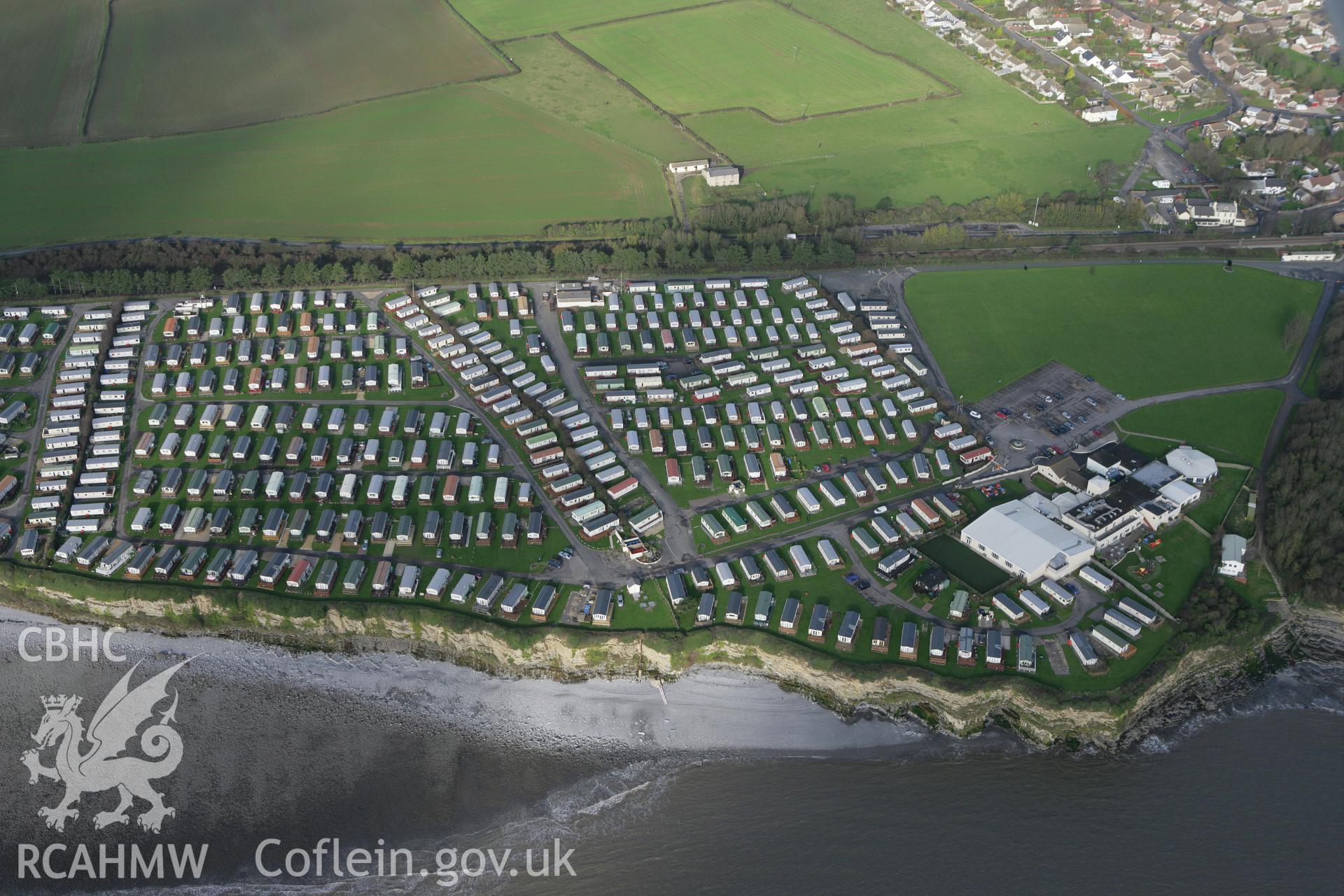RCAHMW colour oblique photograph of Fontygary Leisure Park. Taken by Toby Driver on 17/11/2011.
